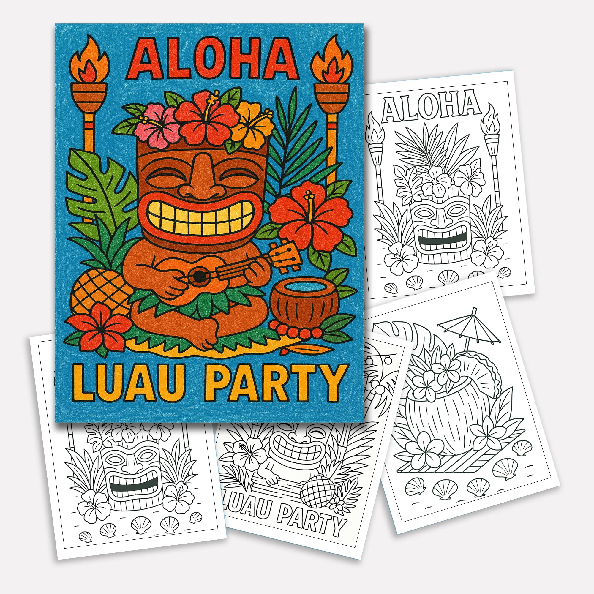 Aloha Tiki Party Coloring Pages for Kids – 48 Fun Island Designs - image 2