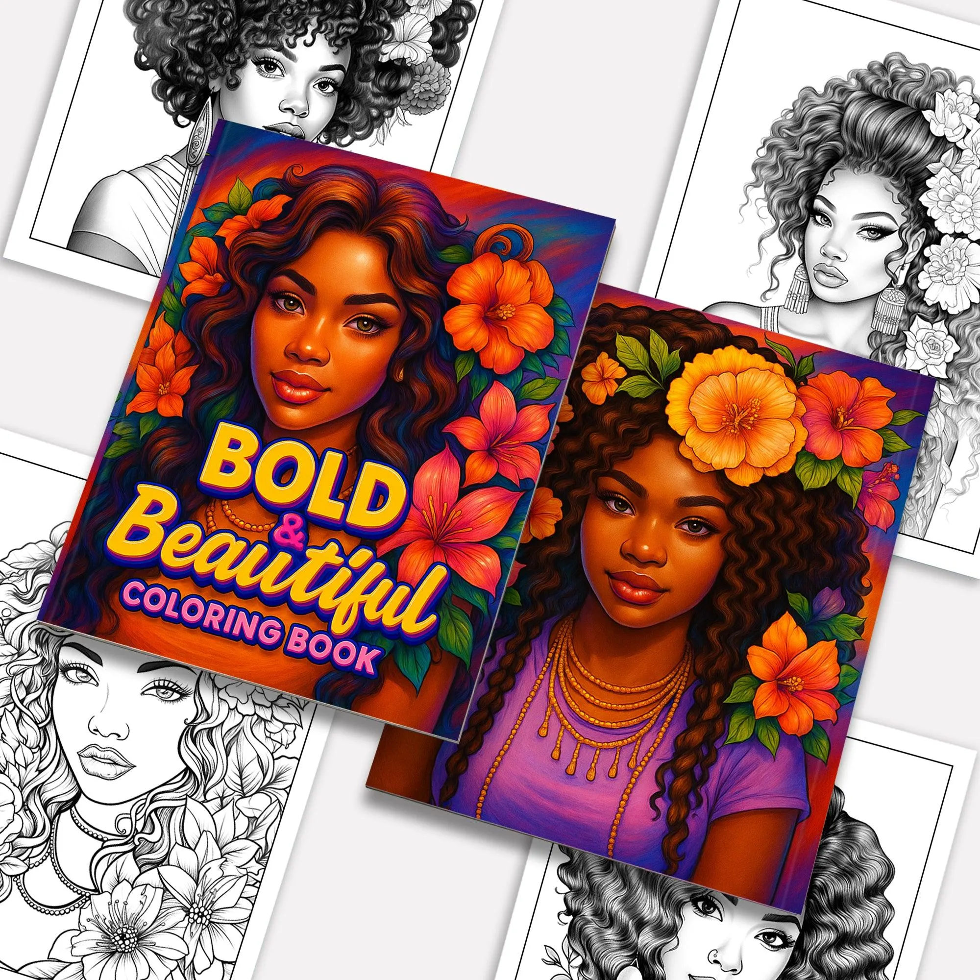 Bold & Beautiful Coloring Pages – 48 Confident Black Girl Portraits for Adults