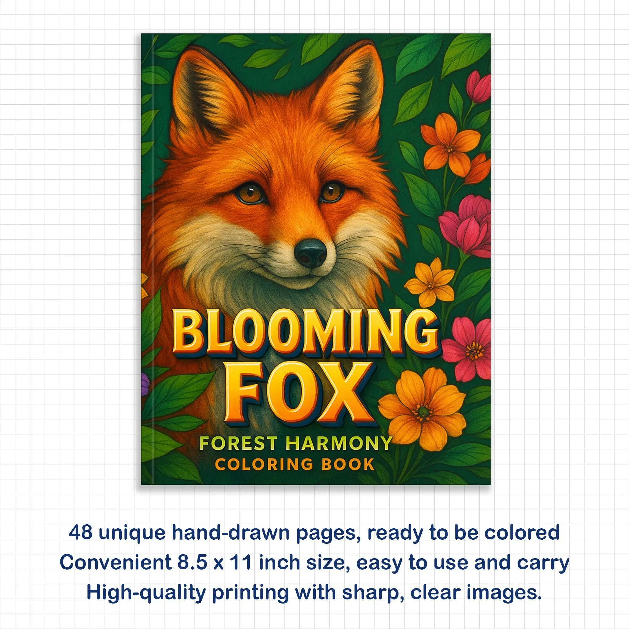 Blooming Fox Coloring Pages – 48 Pages – Charming Foxes, Floral Harmony, Forest Designs – For Adults - image 2