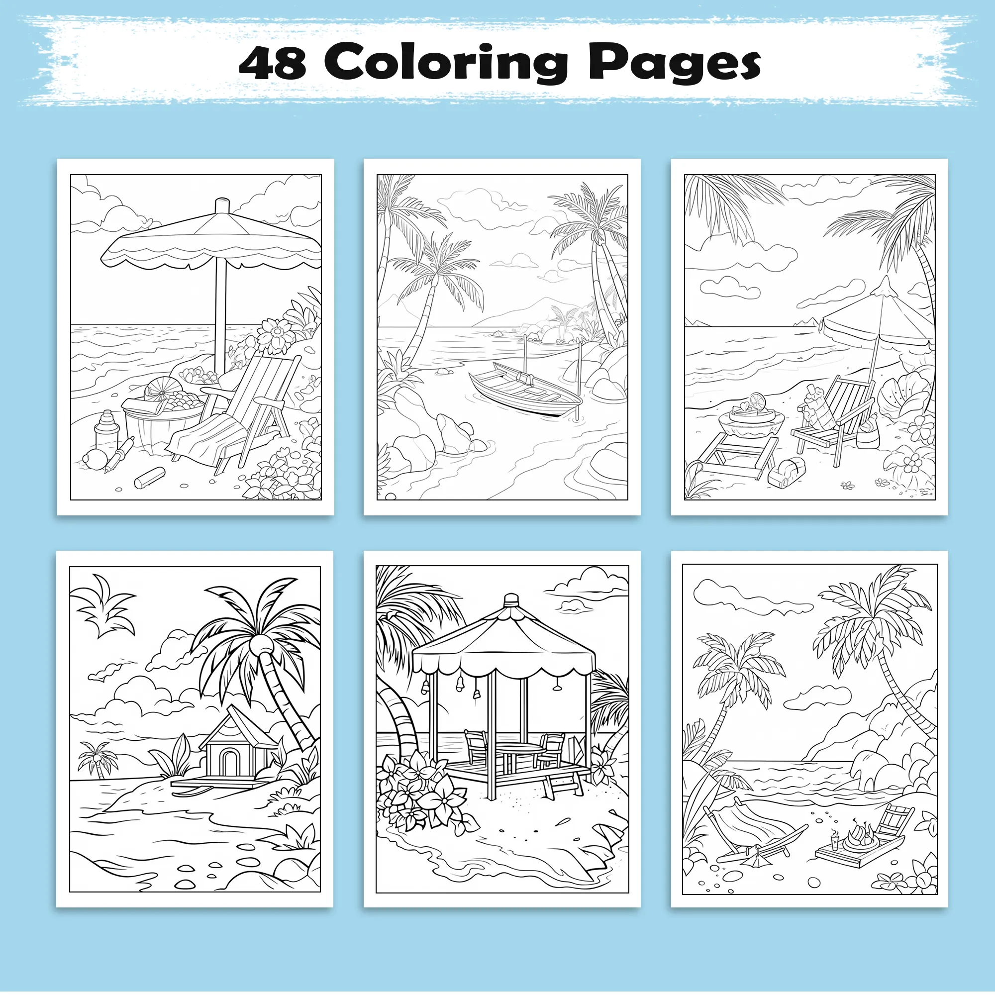 Hawaii by the Sea Coloring Pages – 48 Scenic Island Pavilions and Shores for Adults - image 3