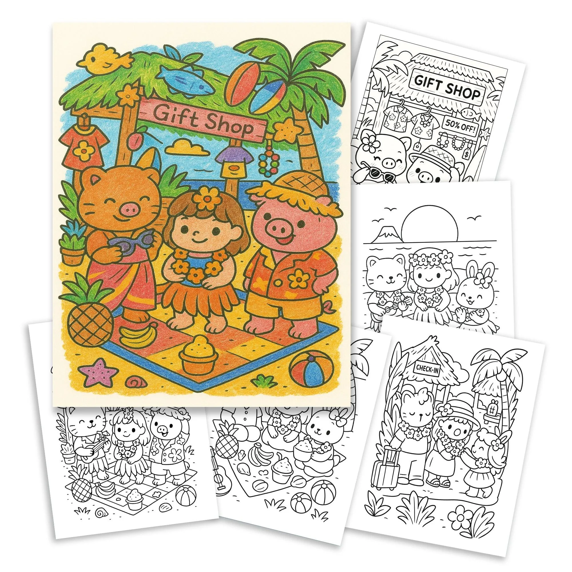 Cozy Hawaii Cute Vacation Coloring Book – 48 Coloring Pages for Kids and Adults - image 2