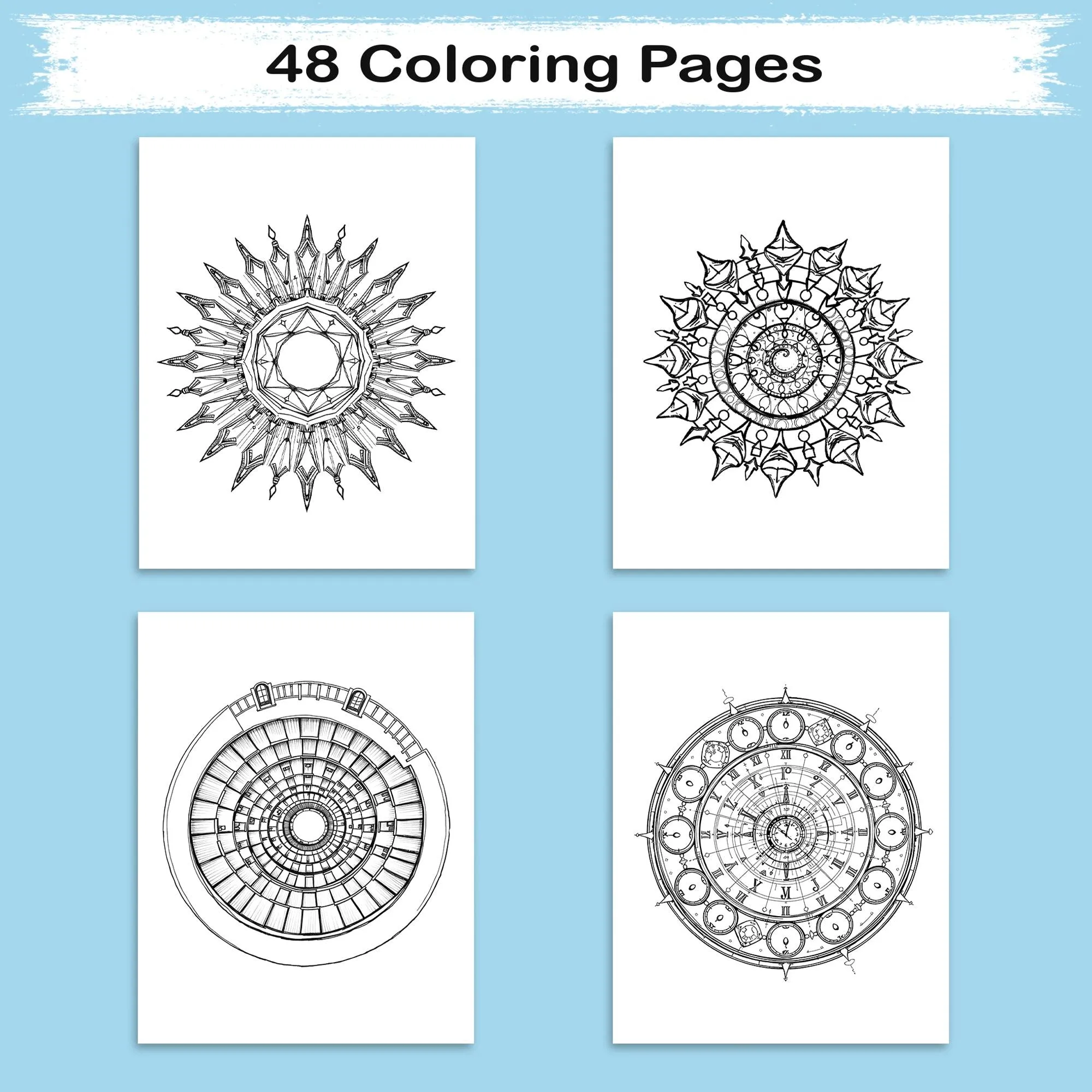 Portal Mandalas – Mandala Coloring Pages – 48 Pages – Spirals, Light Gates, Twisted Space Paths – For Adults - image 2