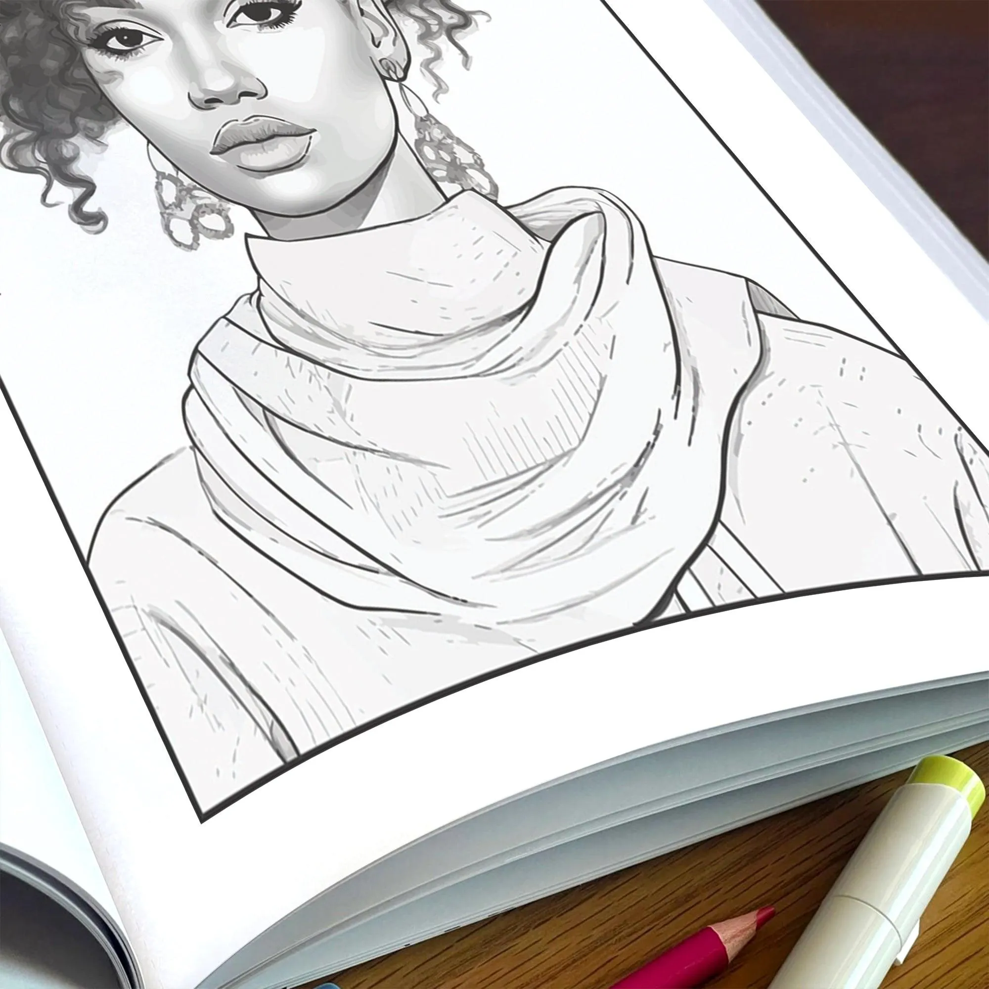 Bold & Beautiful Coloring Pages – 48 Stunning Black Girl Designs for Kids – Afro Hair, Headwraps & Big Style - image 5