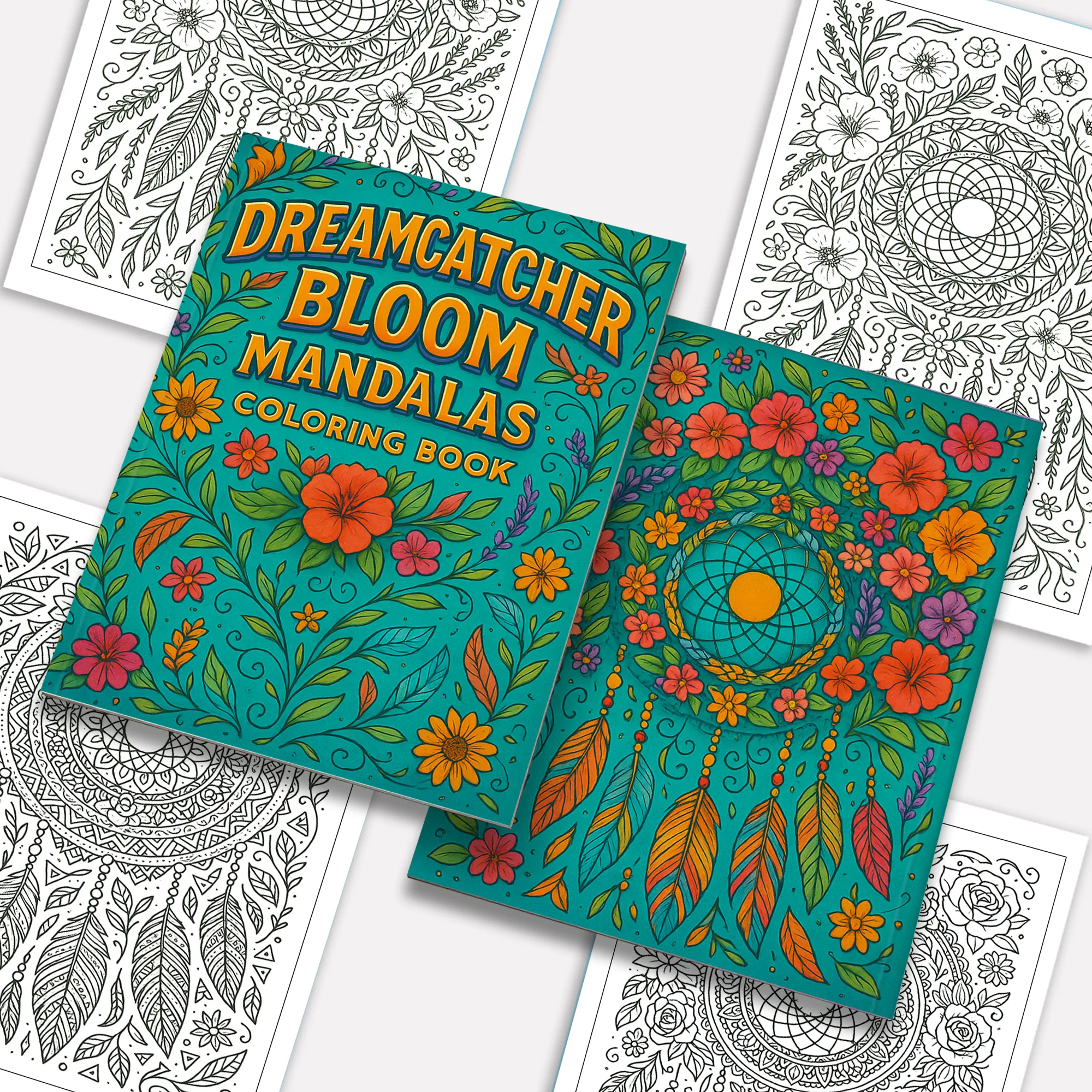 Dreamcatcher Bloom Mandalas Coloring Pages – 48 Intricate Boho Floral Designs for Adults