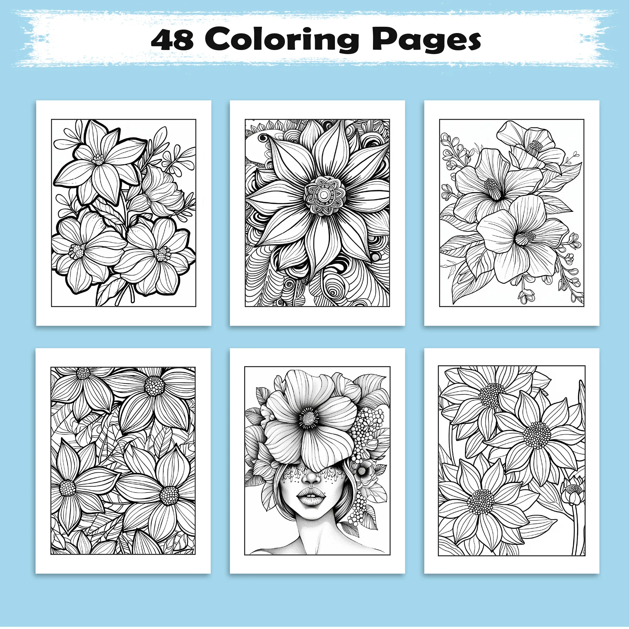 Floral Harmony – Flower Coloring Pages – 48 Pages – Calm, Elegant, Nature-Inspired Patterns – For Adults - image 3