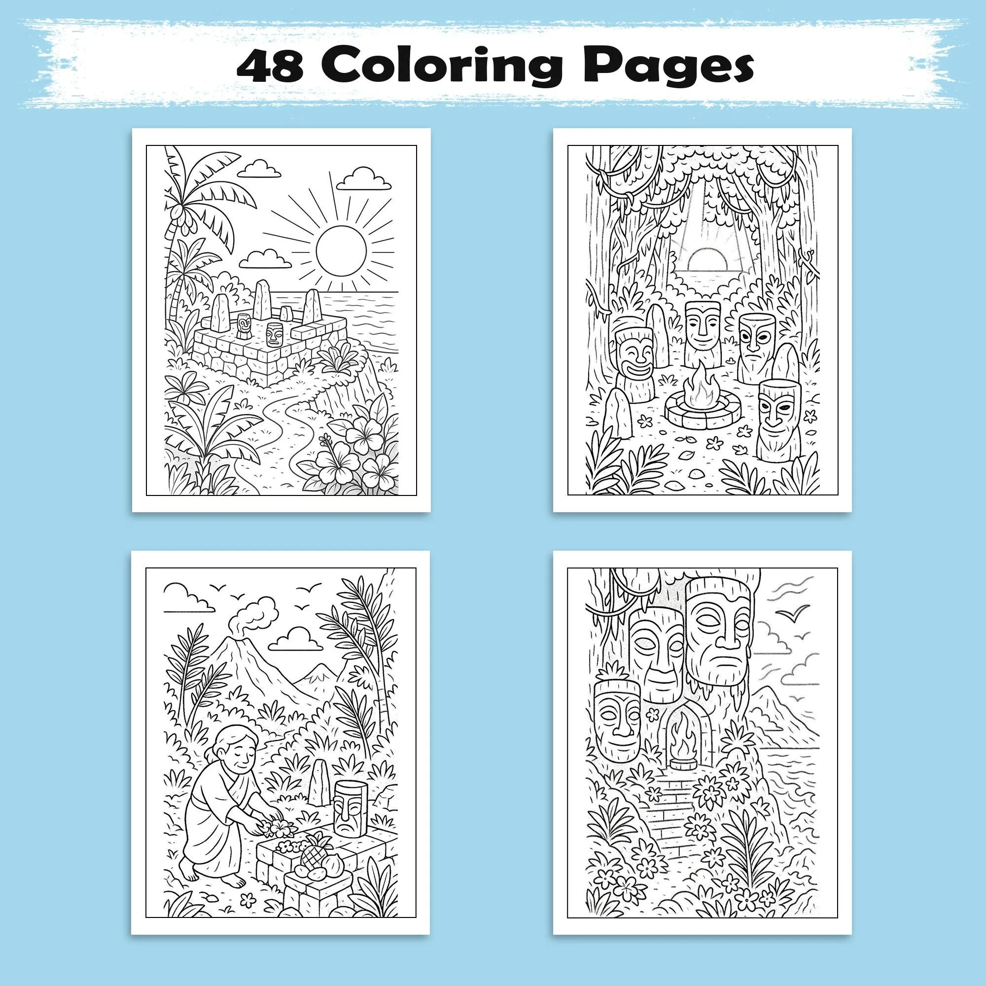 Sacred Hawaii Coloring Pages – 48 Legendary Temples & Tiki Scenes for Adults - image 2