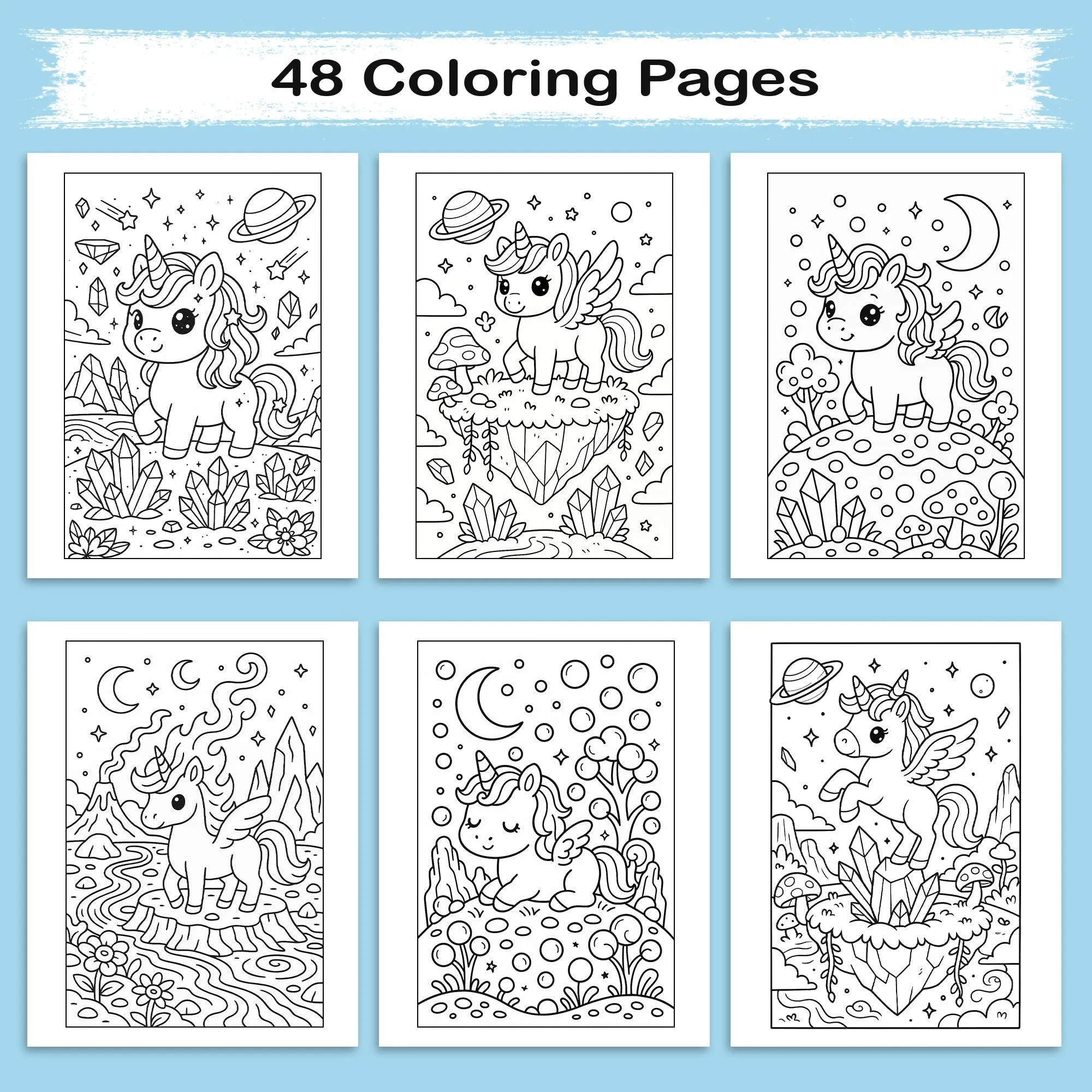 Color the Stars – A Galaxy Unicorn Adventure in Crystals and Cosmos - Unicorn Coloring Book - image 4