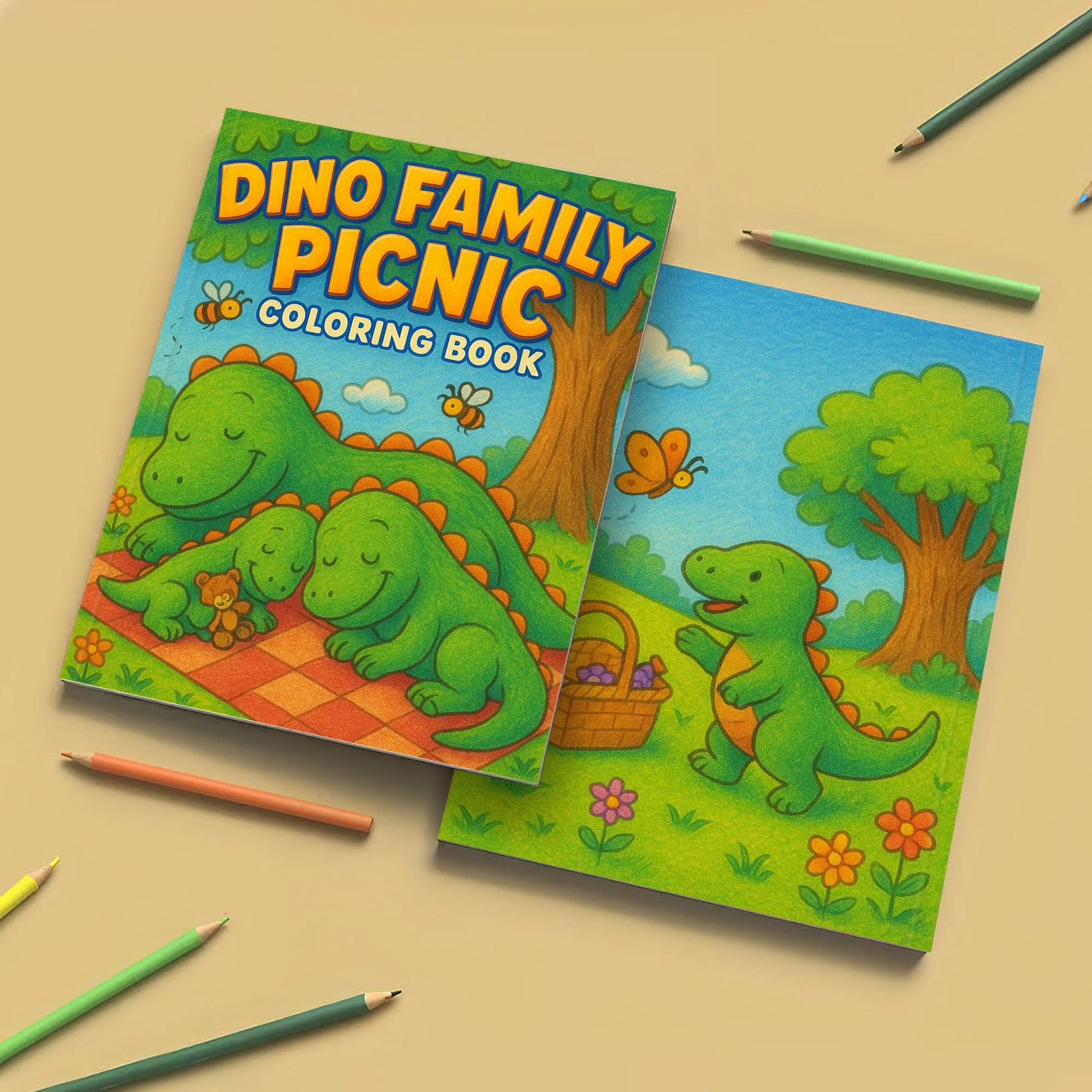 Dino Family Picnic Coloring Pages – 48 Pages – Fun, Cozy, Prehistoric Adventures – For Kids - image 3