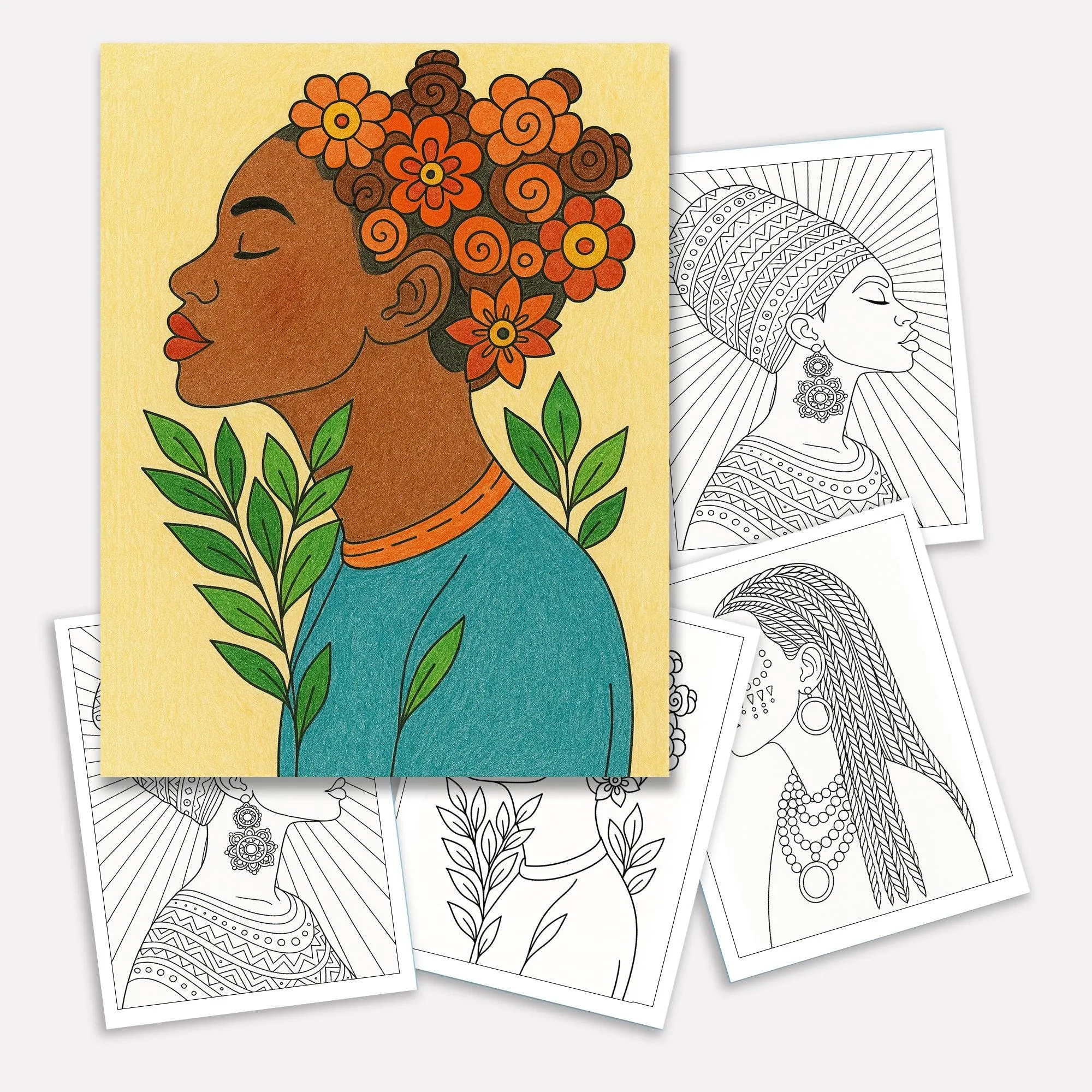 Cultural Elegance Coloring Pages – 48 Pages – Intricate Patterns, Regal Women, Global Style – For Adults - image 2