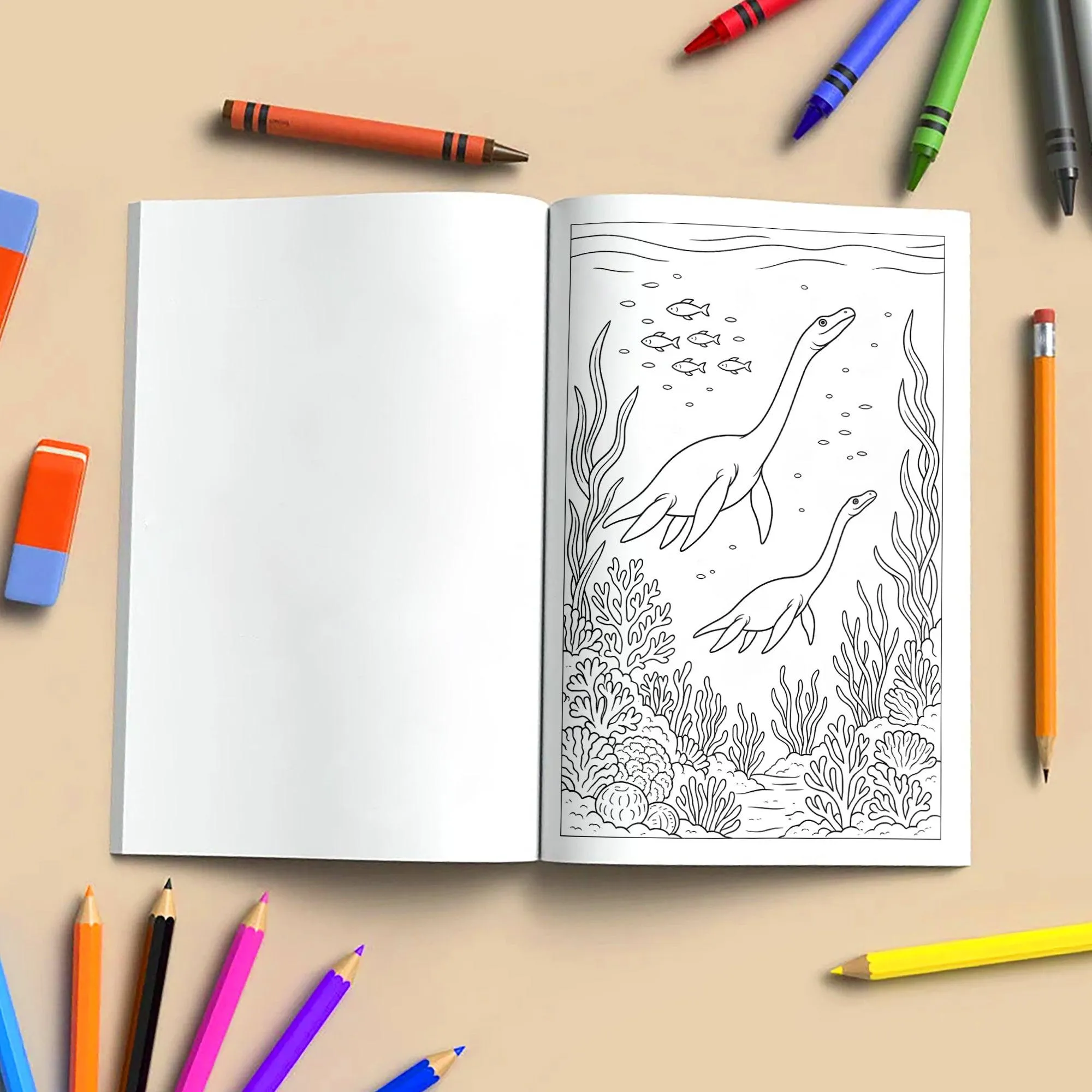 Underwater Dino Explorers – Dinosaur Coloring Pages – 48 Pages – Whimsical, Creative, Deep Sea Dinos – For All Ages - image 4