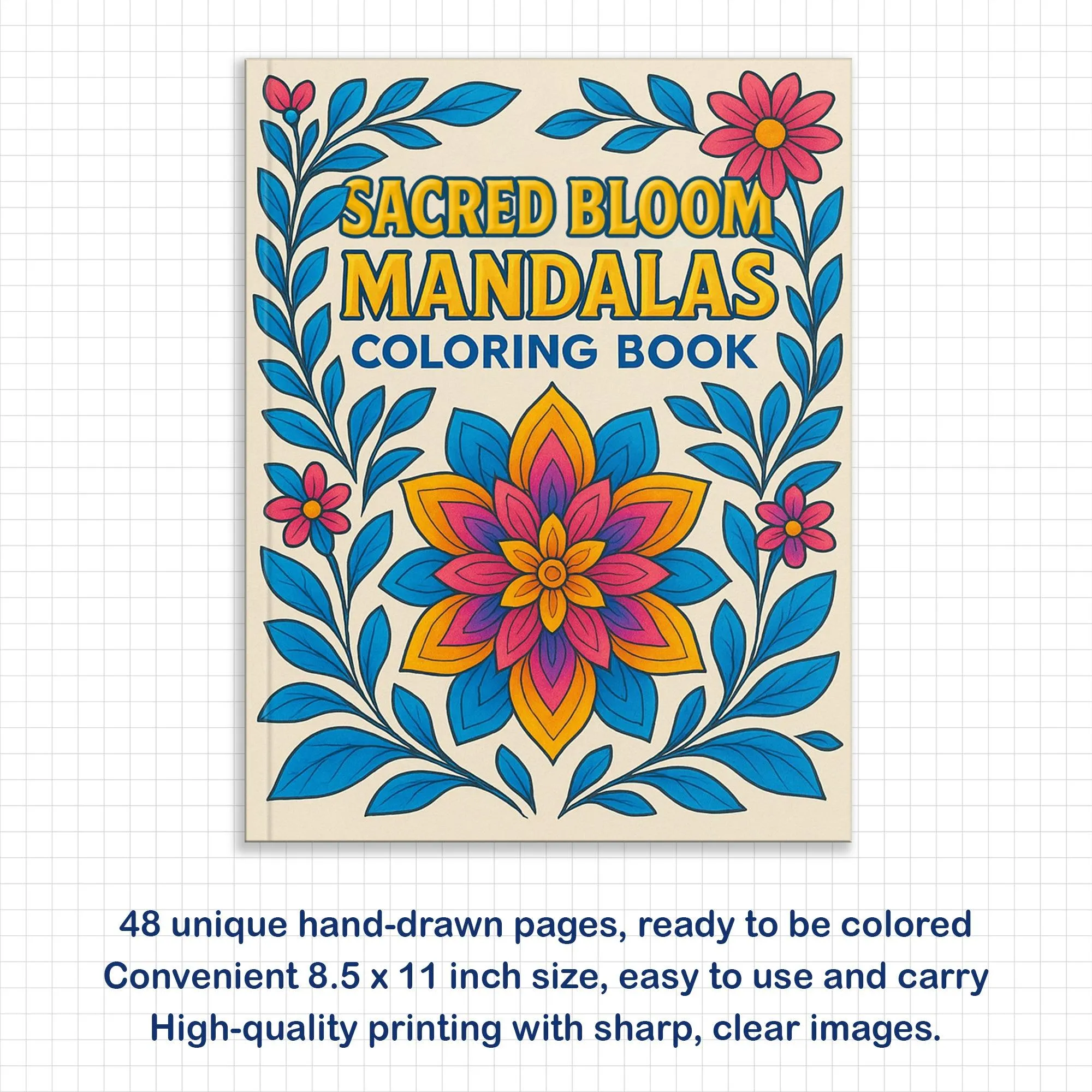 Sacred Bloom Mandalas – Mandala Coloring Pages – 48 Pages – Floral, Detailed, Stress Relief Designs – For Adults - image 3