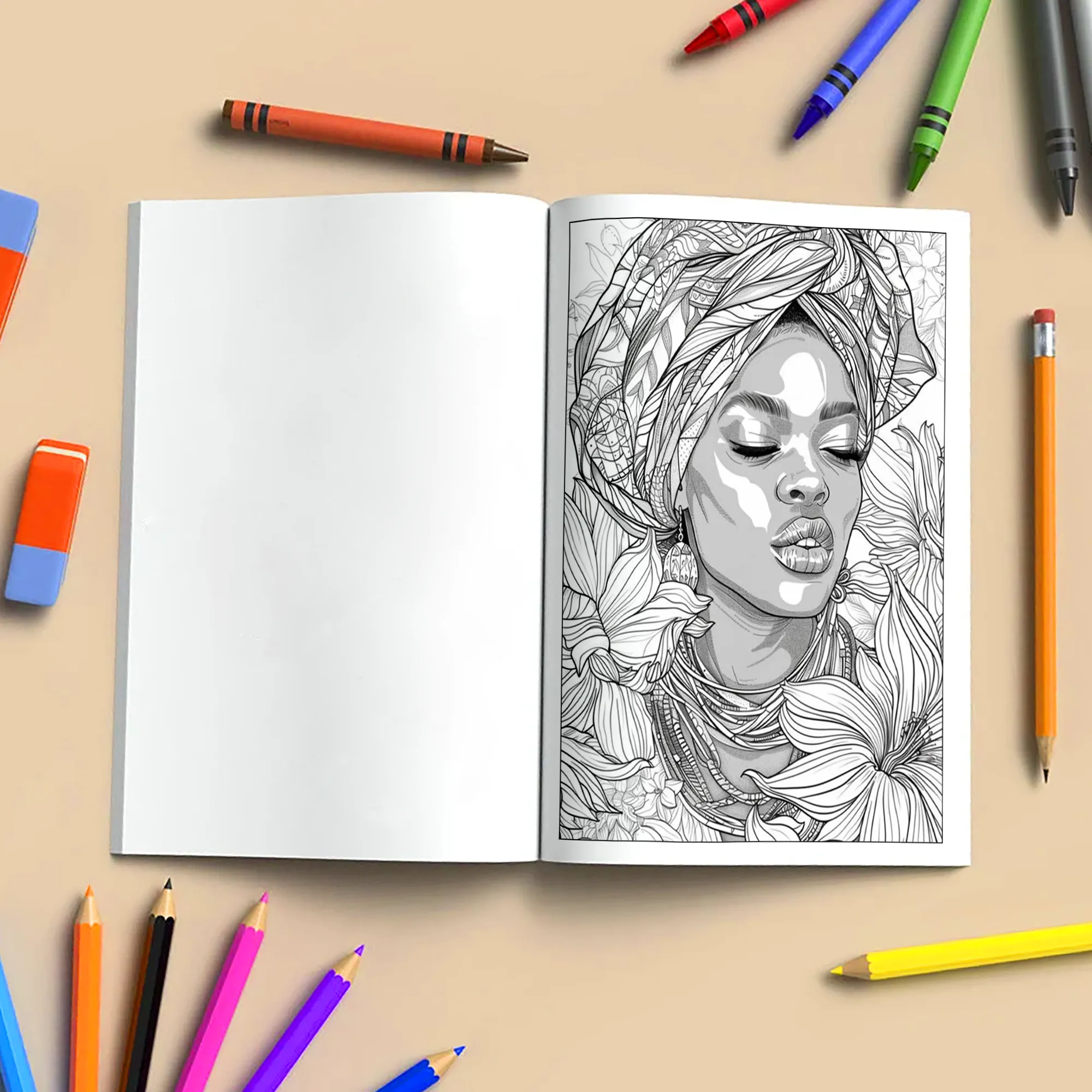 Crowned in Culture Coloring Pages – 48 Pages – African-Inspired Fashion & Natural Beauty for Adults - image 4