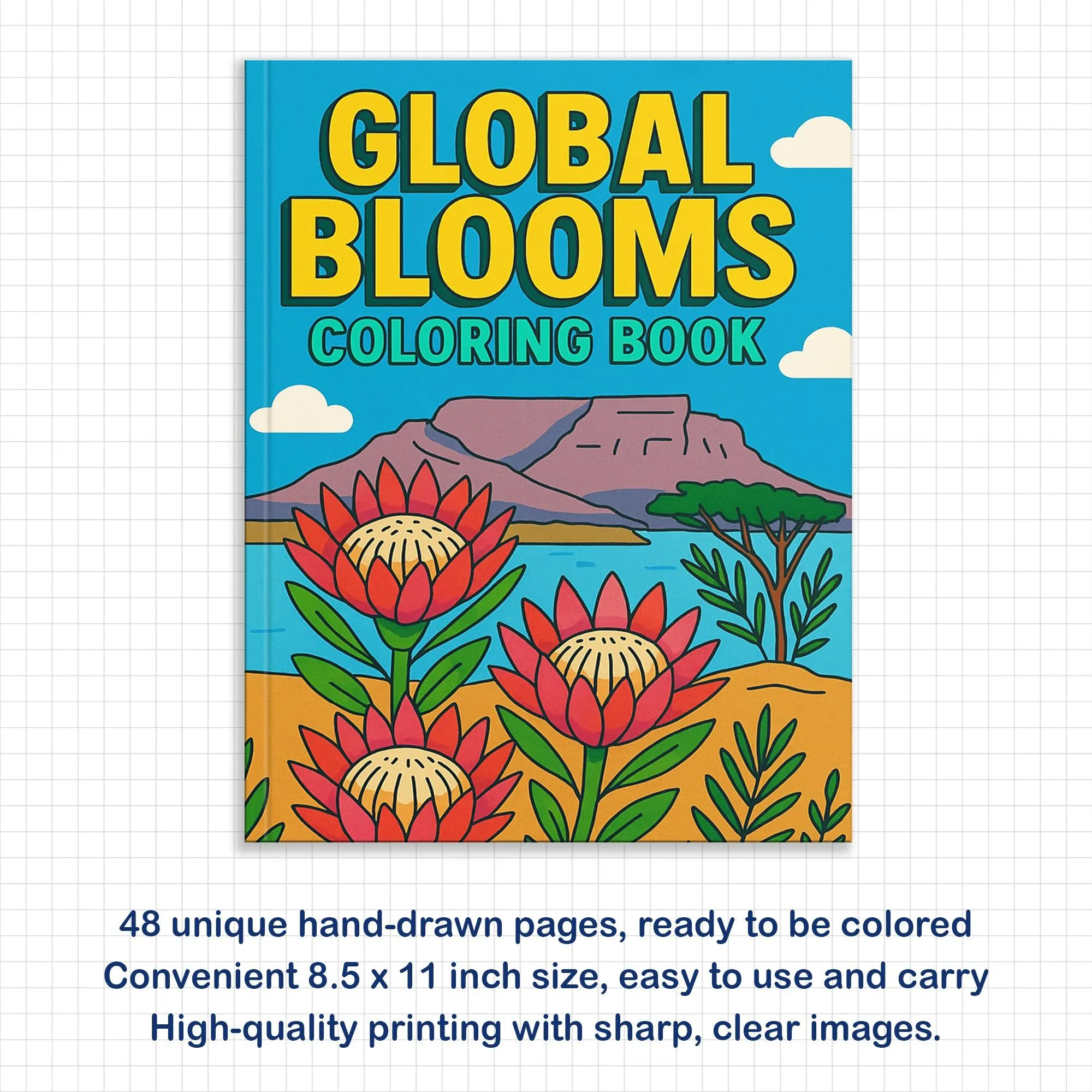 Global Blooms – Flower Coloring Pages – 48 Pages – Iconic Blossoms from Japan, Vietnam, Holland & More – For Adults - image 3