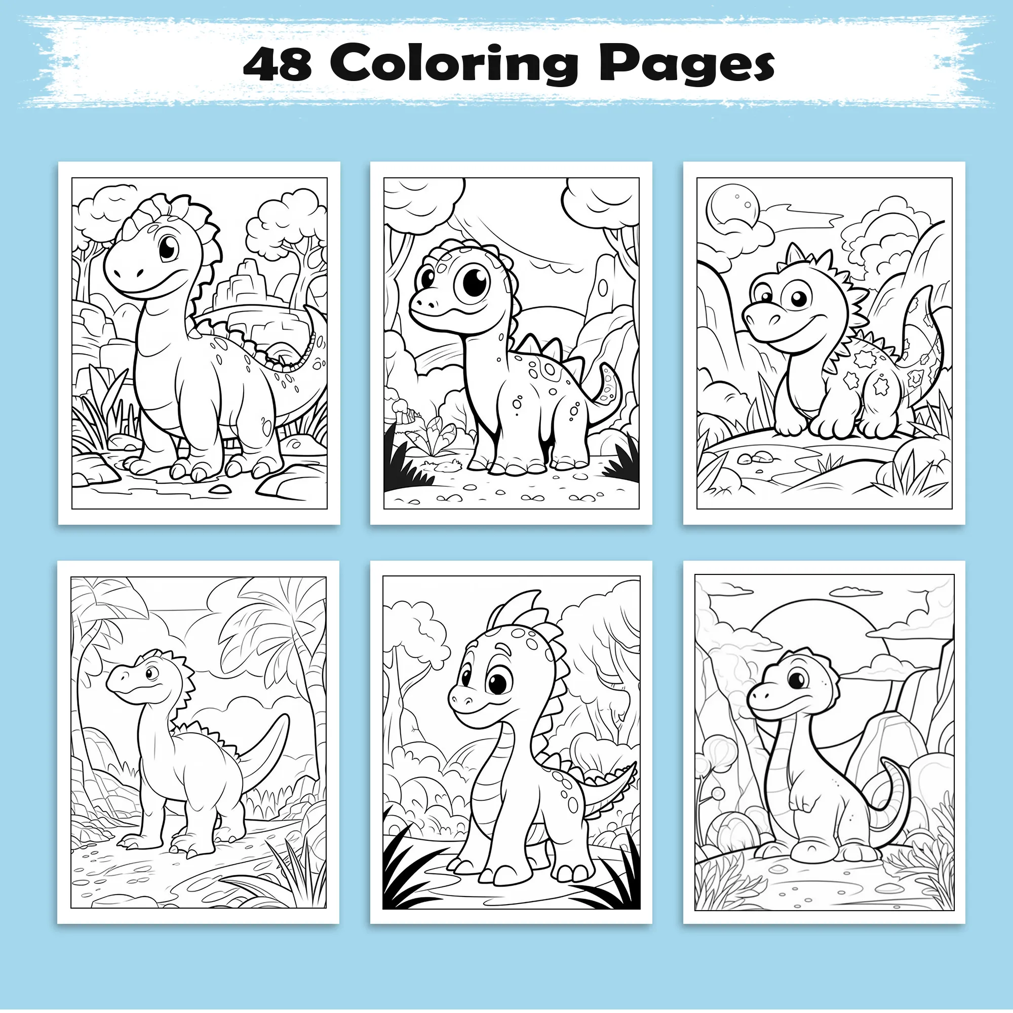 Tiny Dino Friends Coloring Pages – 48 Cute, Smiling, Beginner-Friendly Dinosaurs – For Kids - image 3