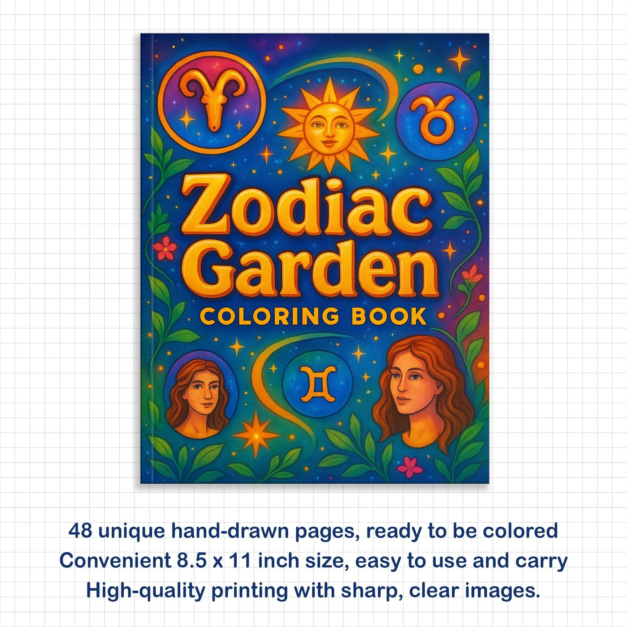 Zodiac Garden Coloring Pages – 48 Pages – A Whimsical Astrology Coloring Book – For Adults - image 3