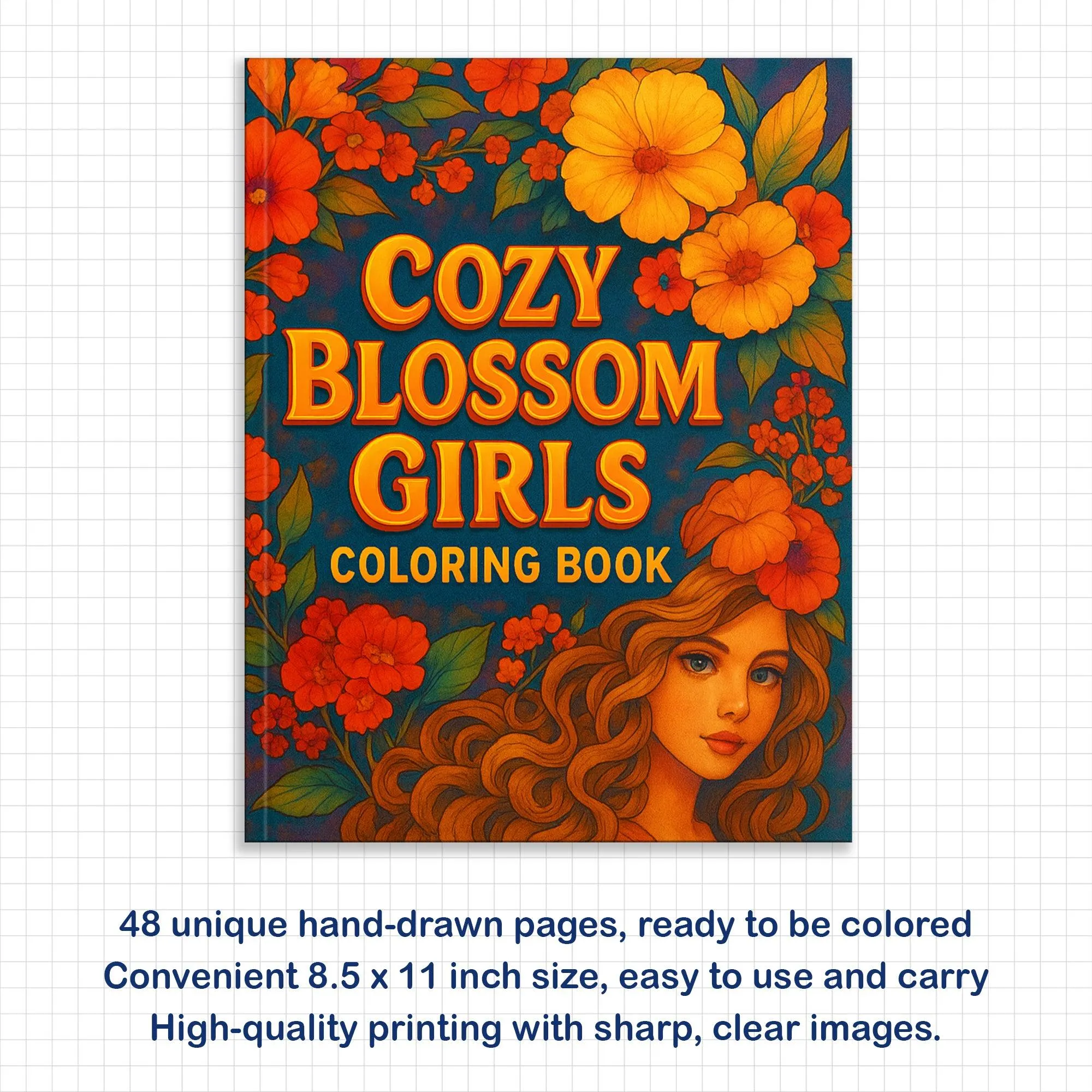 Cozy Blossom Girls Coloring Pages – 48 Relaxing Line Art Illustrations for Adults - image 3