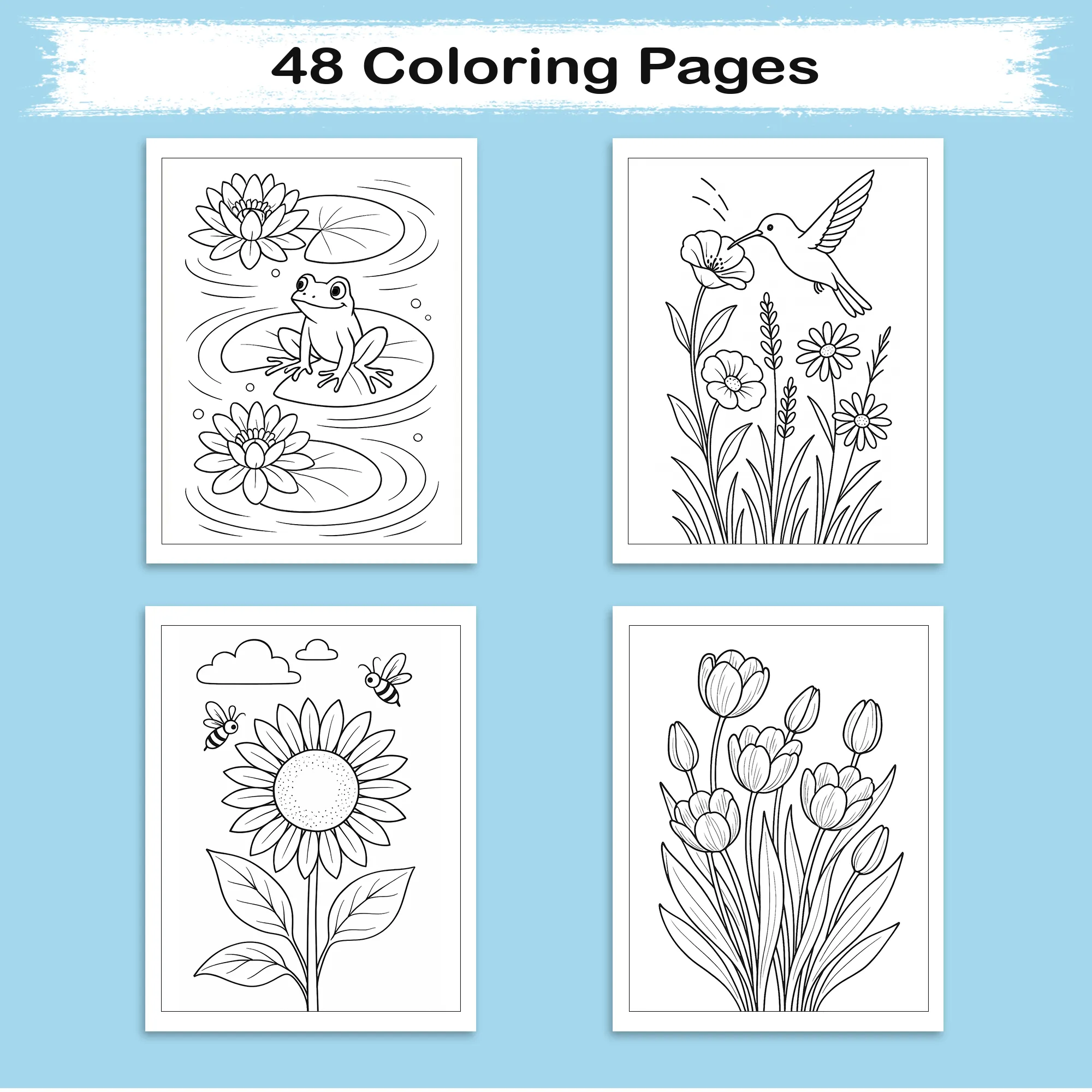 Lovely Spring Garden Flower Coloring Pages – 48 Relaxing Floral Designs for kids - image 4