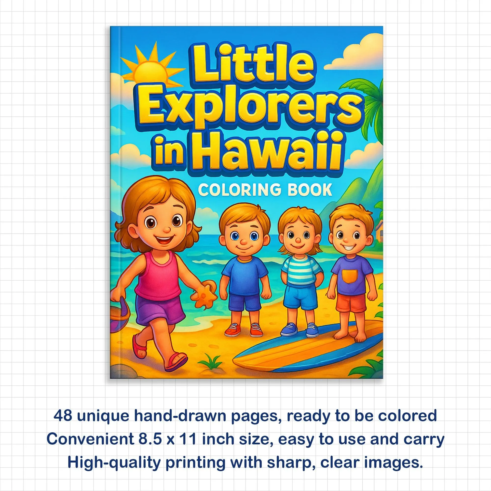 Little Explorers in Hawaii Coloring Pages – 48 Tropical Beach Scenes for Kids - image 3