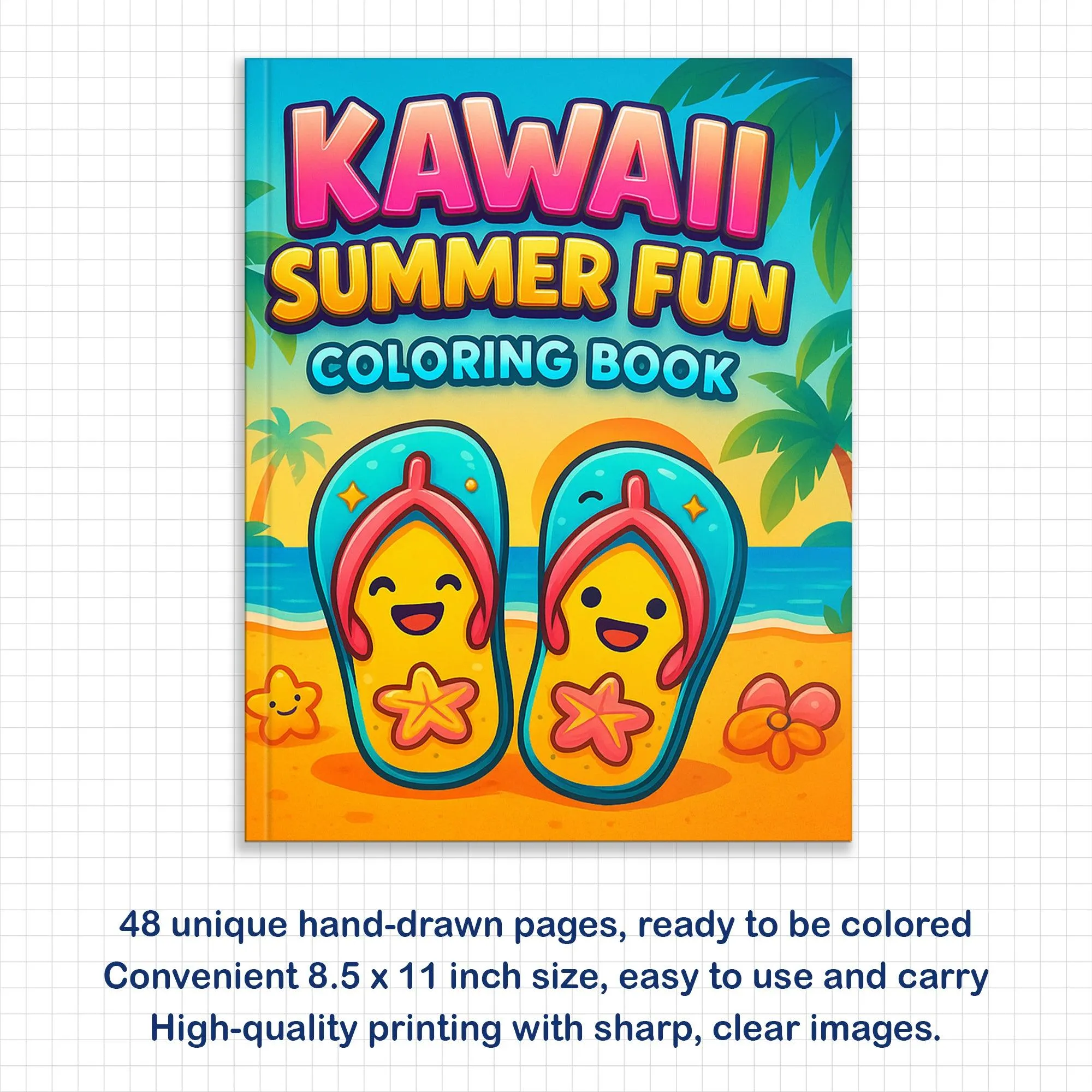 Kawaii Summer Fun Coloring Pages – 48 Pages – Cute Beach, Vacation, and Fun Summer Designs – For Kids - image 2