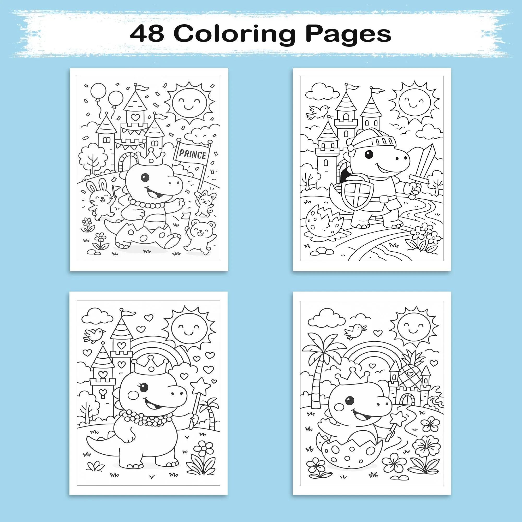 Dino Magic Kingdom Coloring Pages – 48 Pages – Fun, Fantasy-Filled, Prehistoric Adventures – For Kids - image 4