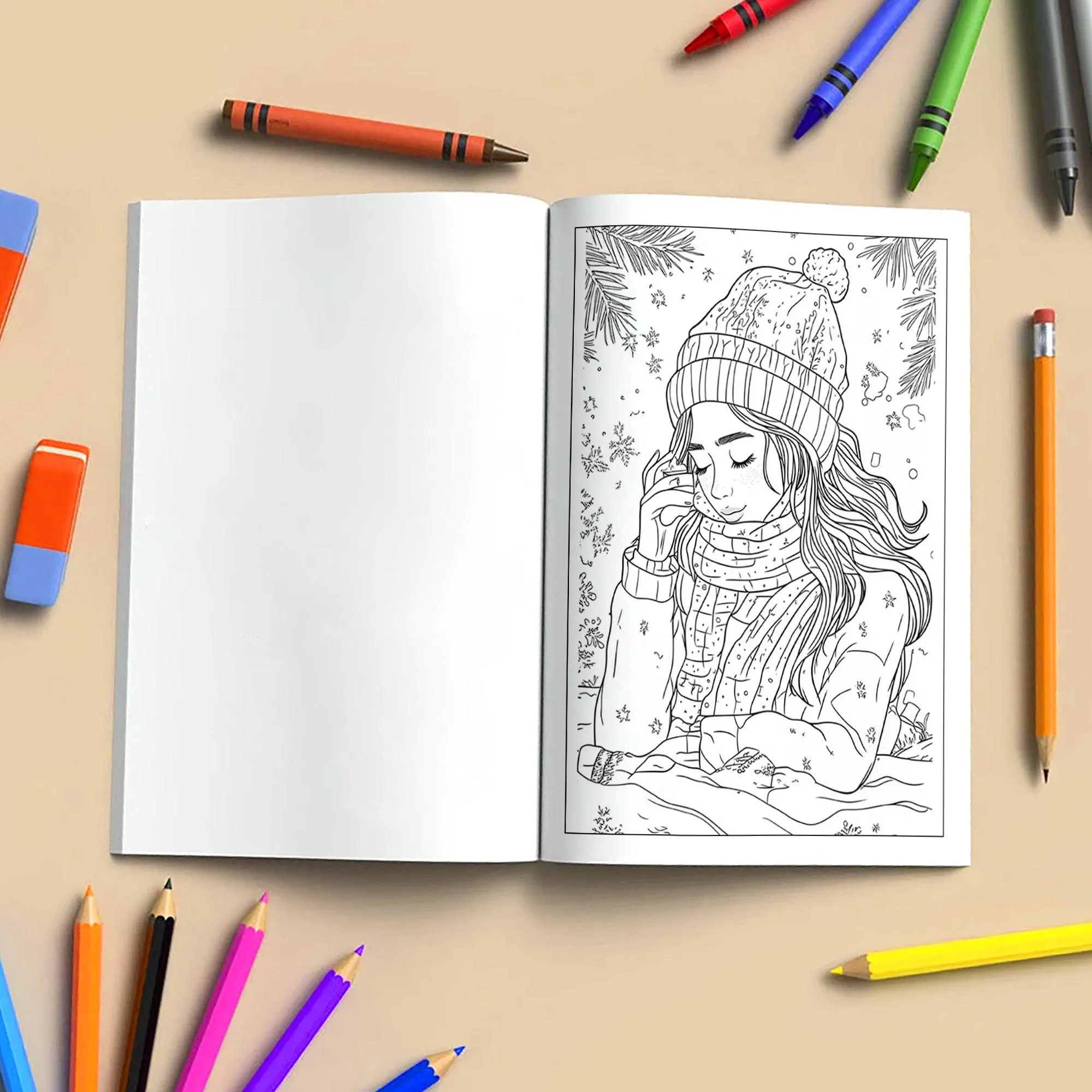 Whimsical Cozy Girl Coloring Pages – 48 Calm & Pretty Designs for Adults - image 4