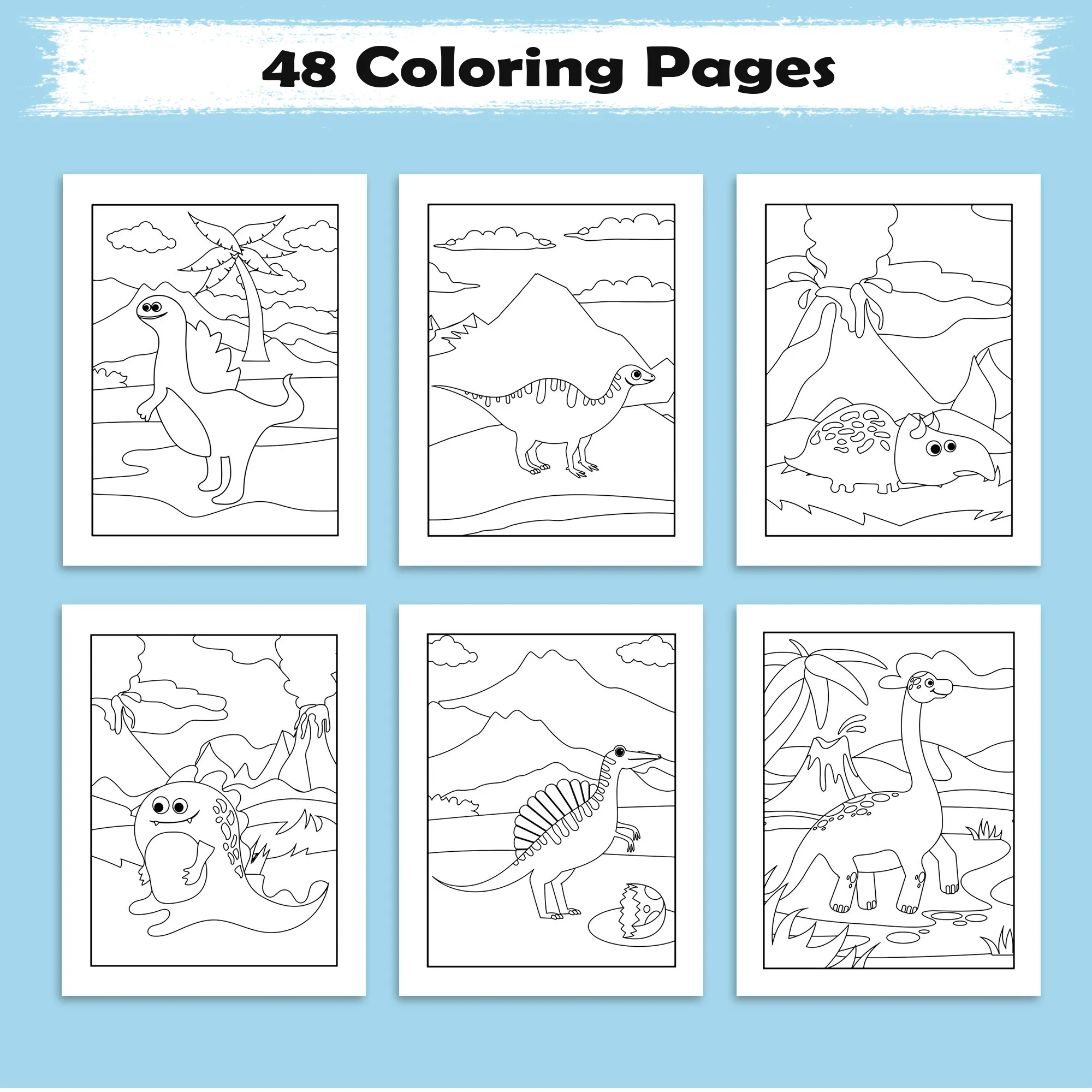 Smiley Dinosaurs Coloring Pages – 48 Joyful, Easy-to-Color Dinosaur Designs – For Kids - image 3