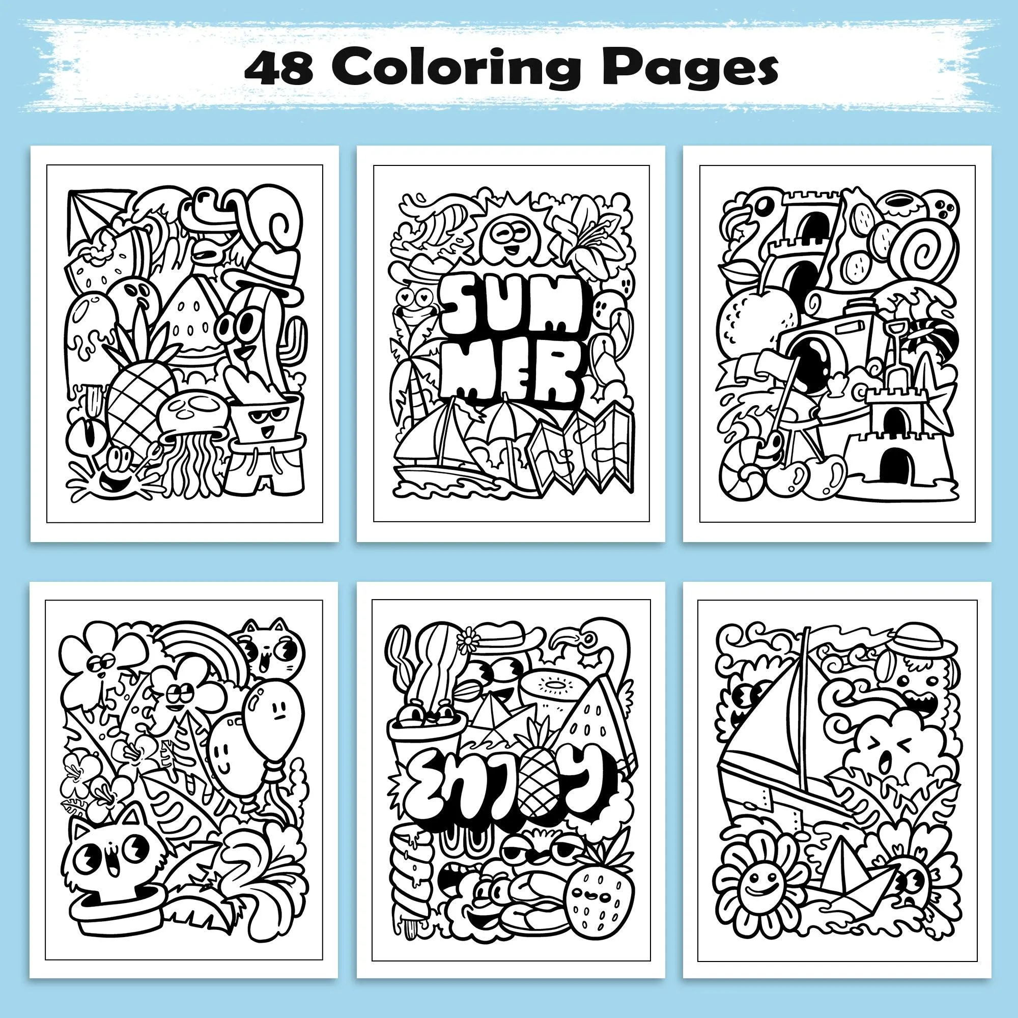 Aloha Doodle Days – Hawaii Coloring Pages – 48 Summer Vacation Scenes – For Kids - image 3