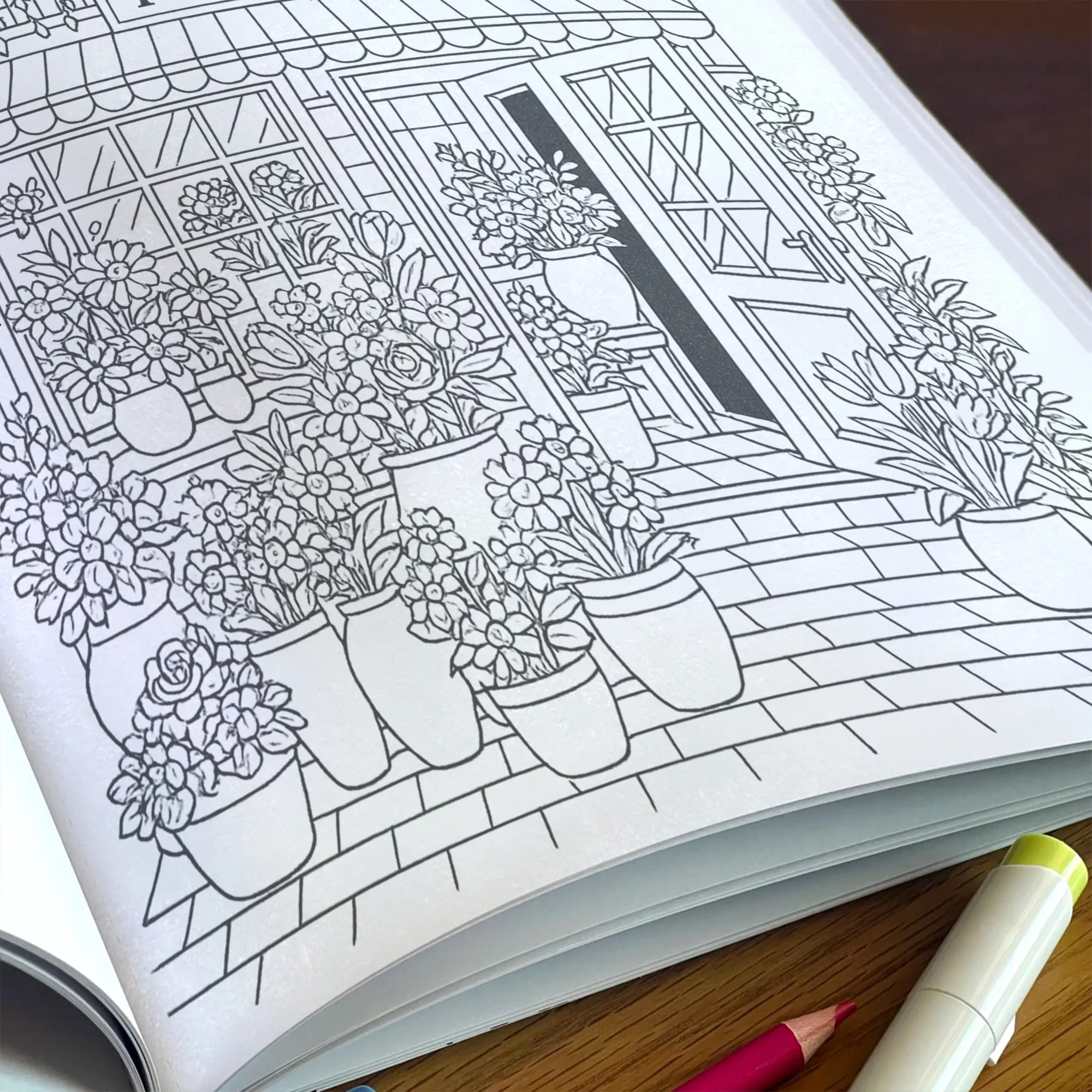 Flower Storefront Coloring Book - Romantic Streets and Blossoming Window Displays - image 6