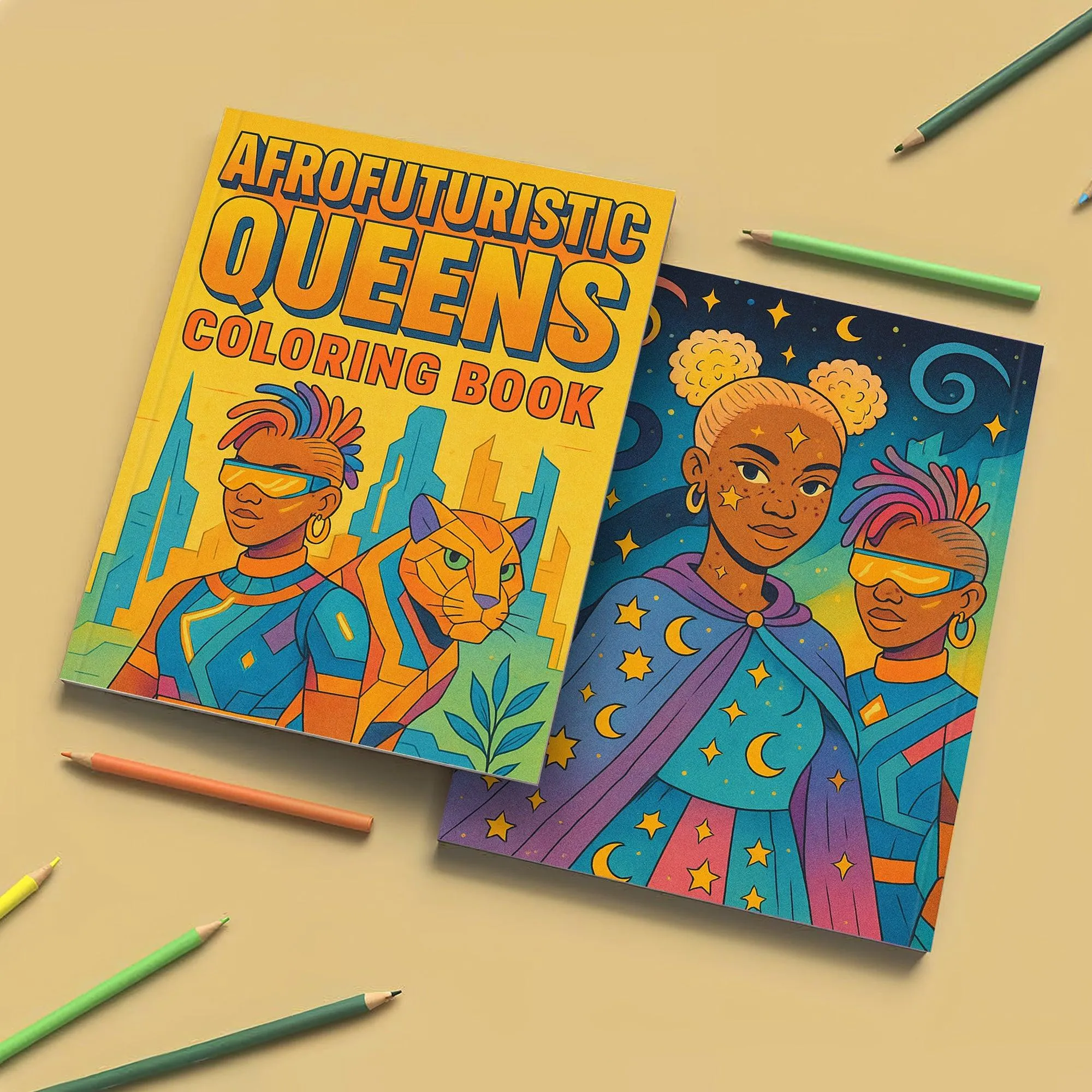 Afrofuturistic Queens Coloring Pages – 48 Pages – Futuristic, Powerful, Black Girl Magic – For Adults - image 3