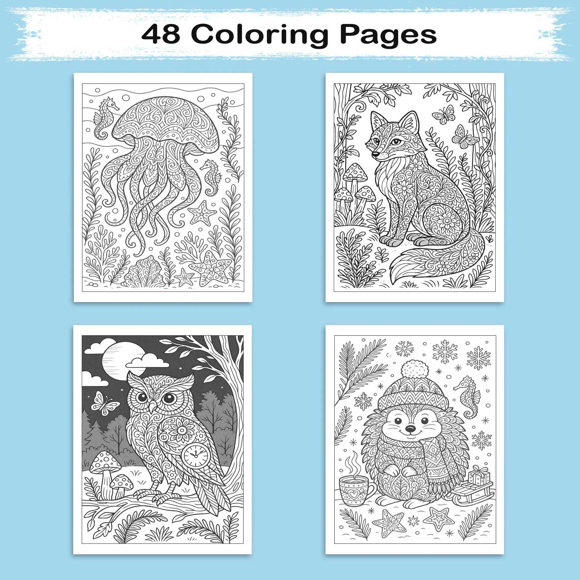 Animal Mandala Magic Coloring Pages – 48 Intricate Creatures for Adults to Color - image 3