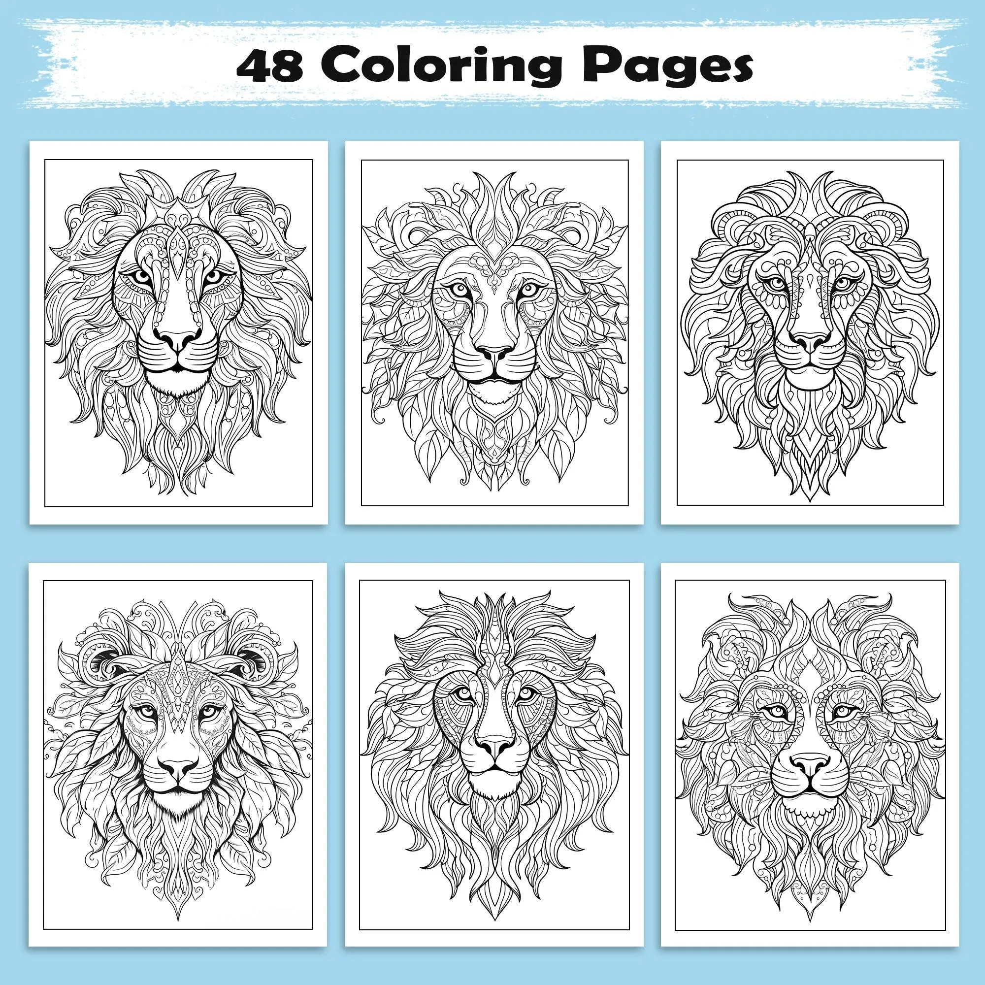 King of the Mandalas Coloring Pages – 48 Bold and Beautiful Lion Patterns for Adults - image 2