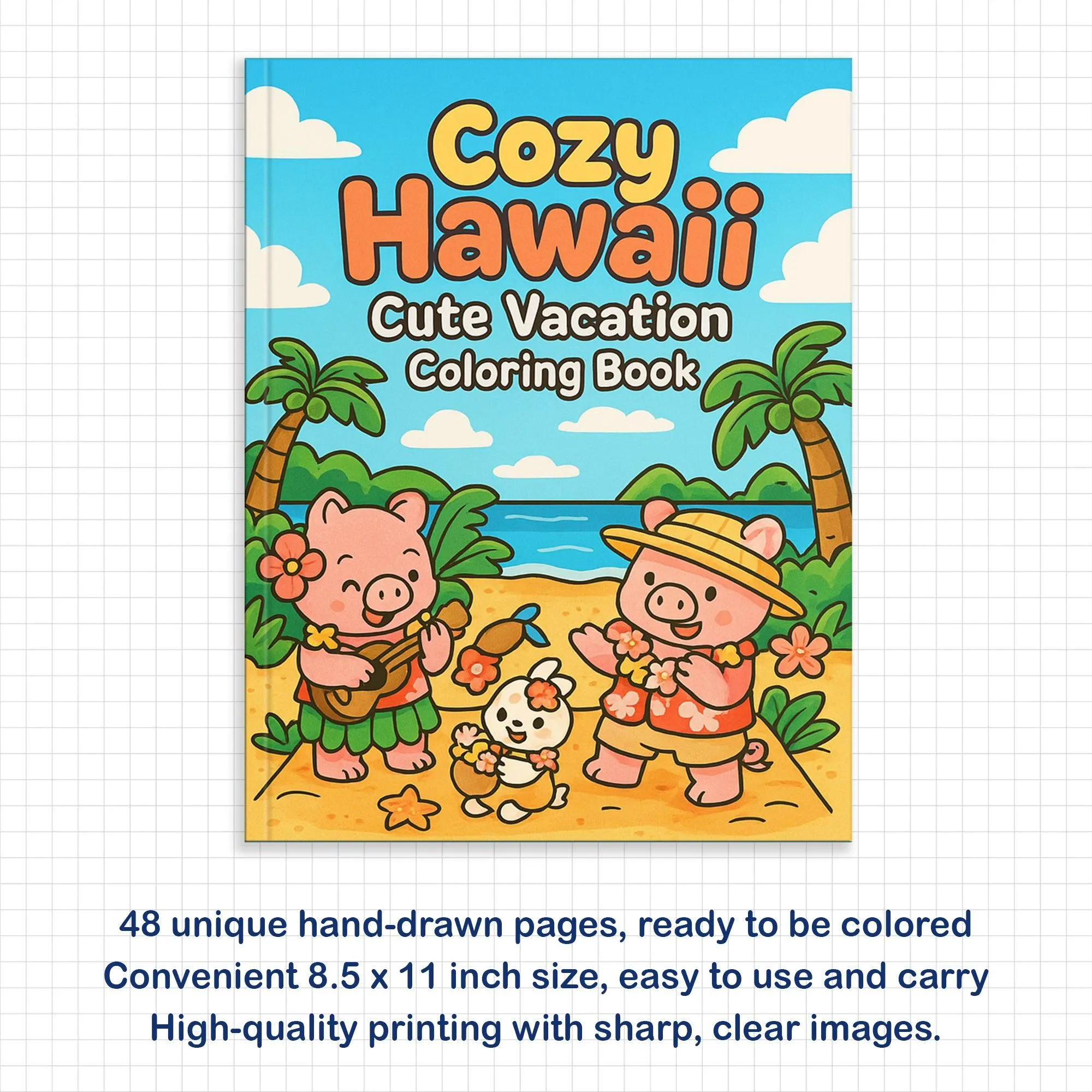 Cozy Hawaii Cute Vacation Coloring Book – 48 Coloring Pages for Kids and Adults - image 3