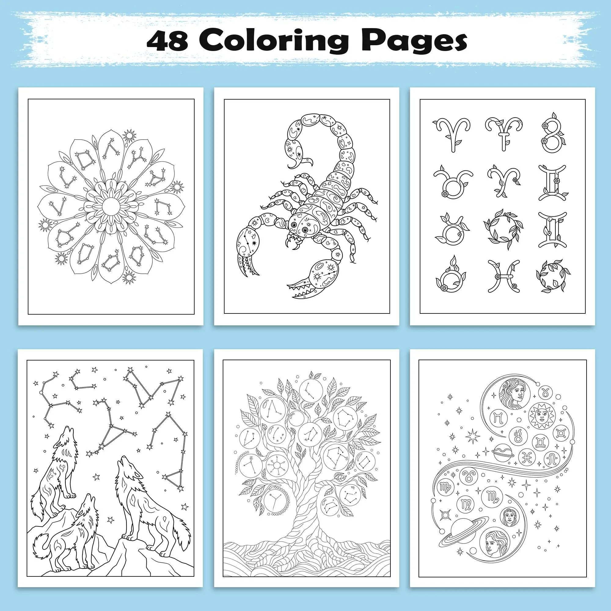 Zodiac Garden Coloring Pages – 48 Pages – A Whimsical Astrology Coloring Book – For Adults - image 2