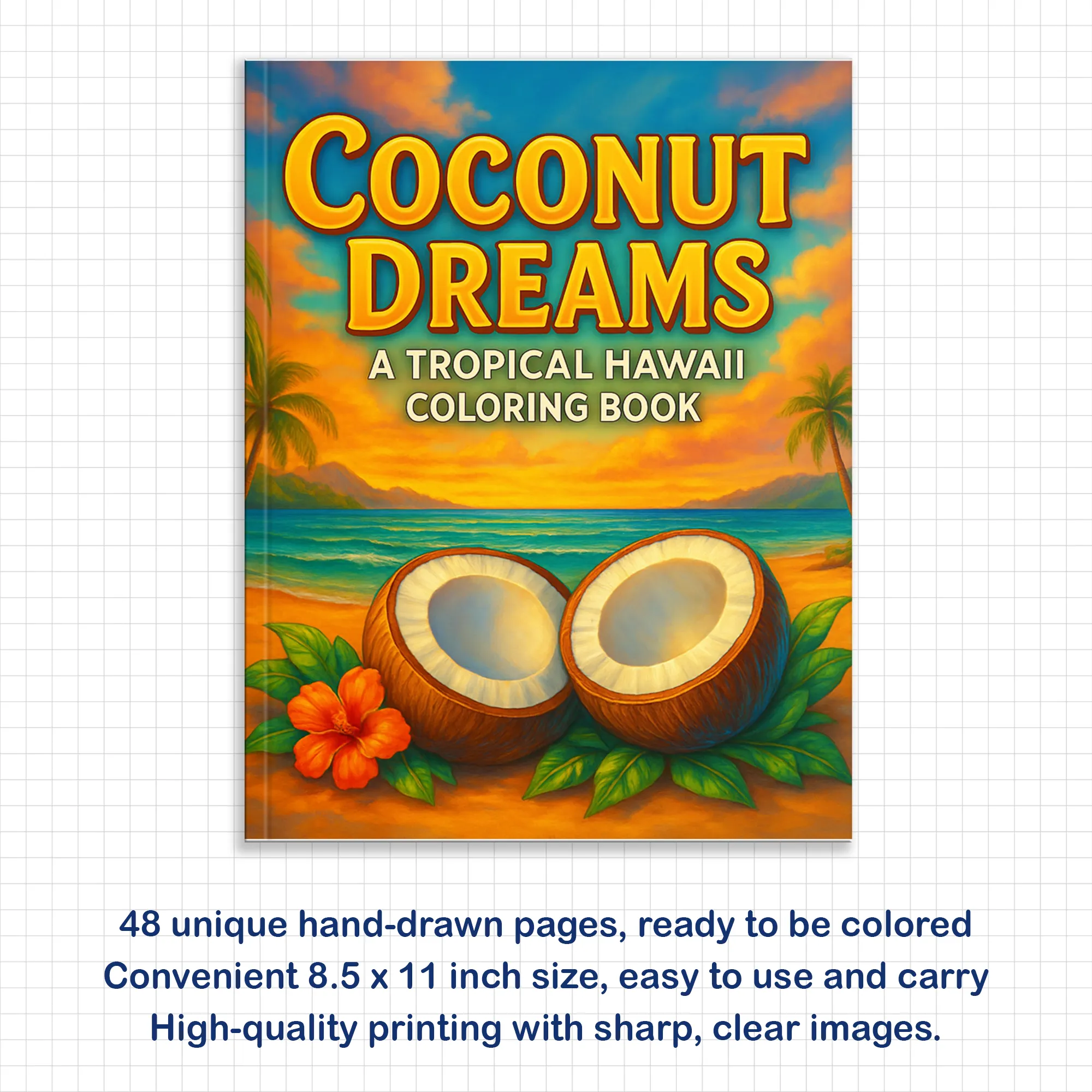 Coconut Dreams Hawaii Coloring Pages – 48 Tropical Beach Scenes for Adults - image 2