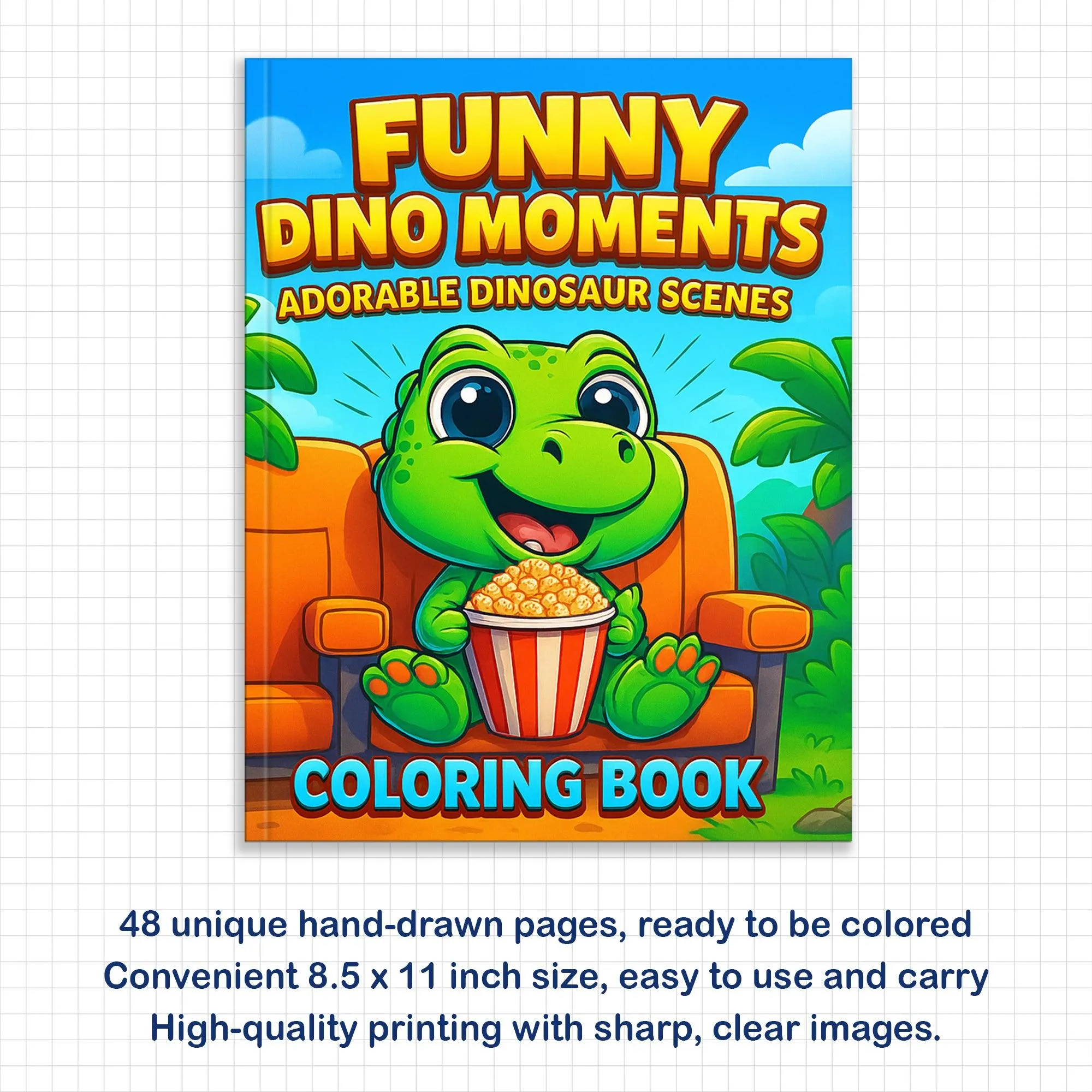 Funny Dino Moments Coloring Pages – 48 Pages – Adorable and Funny Dinosaur Scenes – For Kids - image 2