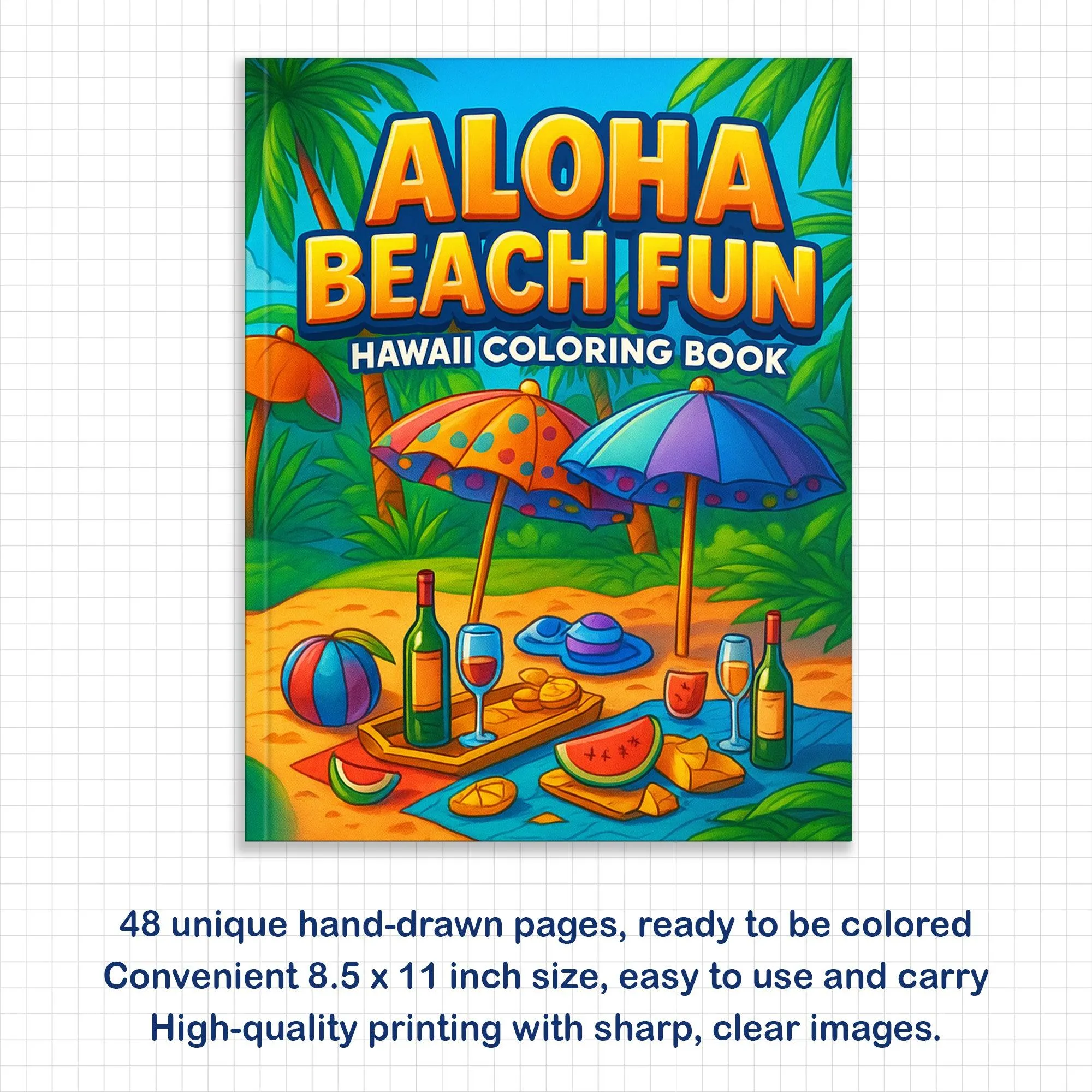 Aloha Beach Fun Coloring Page – 48 Pages – For Kids - image 2