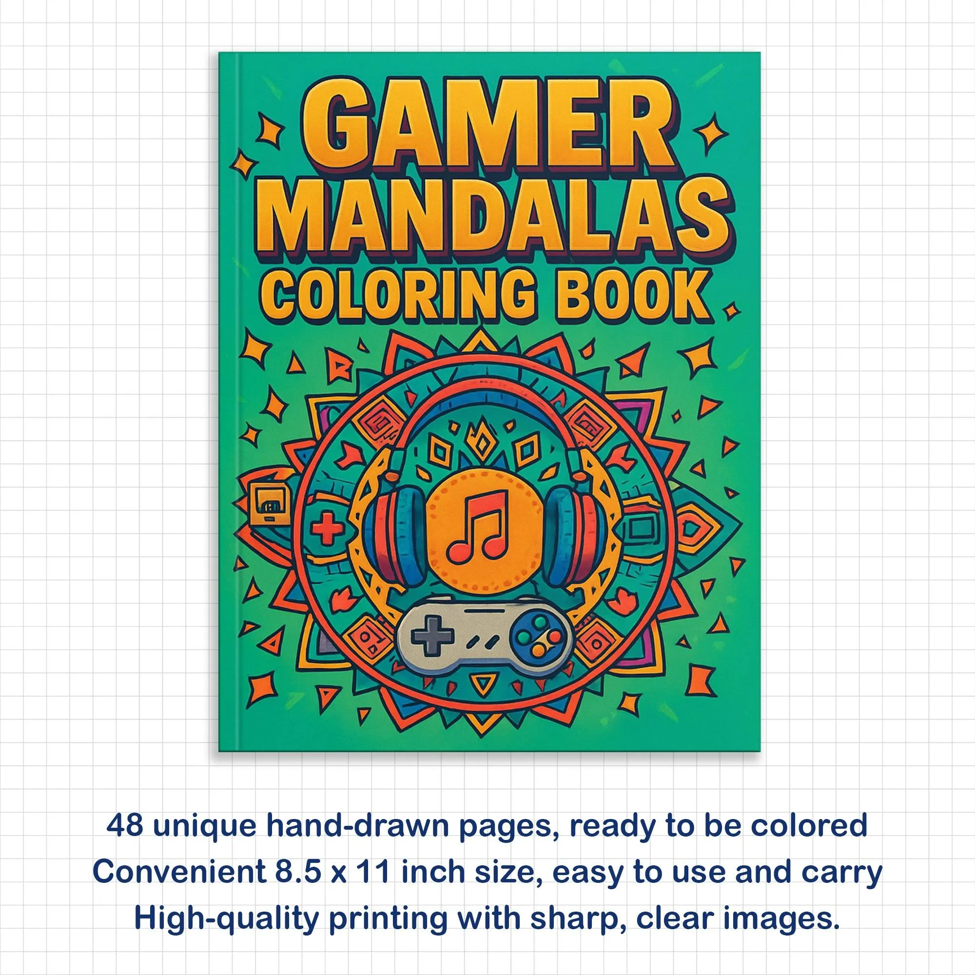 Gamer Mandalas – Mandala Coloring Pages – 48 Pages – Controllers, Pixels, Retro Symbols & Game Vibes – For Teens and Adults - image 4