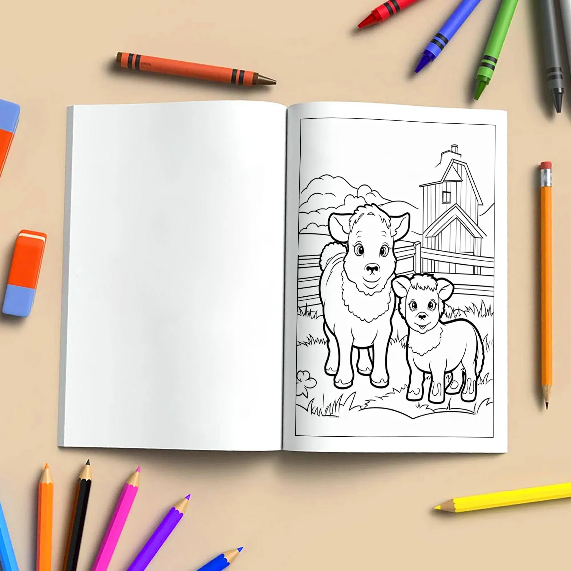 Happy Farm Friends Animal Coloring Pages – 48 Pages – Cute Baby Animals, Farm Scenes – For Kids - image 4