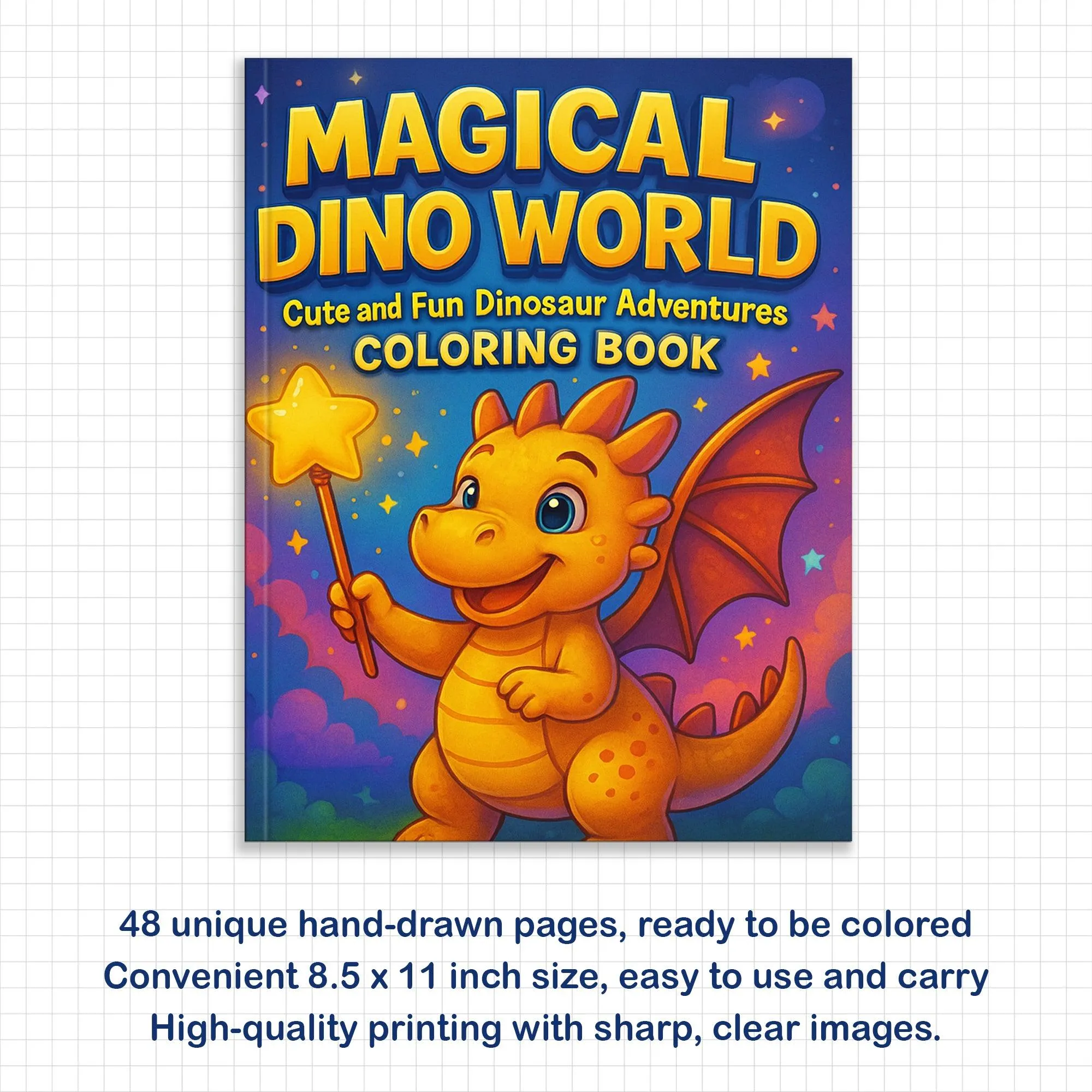 Magical Dino World Coloring Pages – 48 Pages – Cute Dinosaur Adventures, Bath Time and Magic Scenes – For Kids - image 2