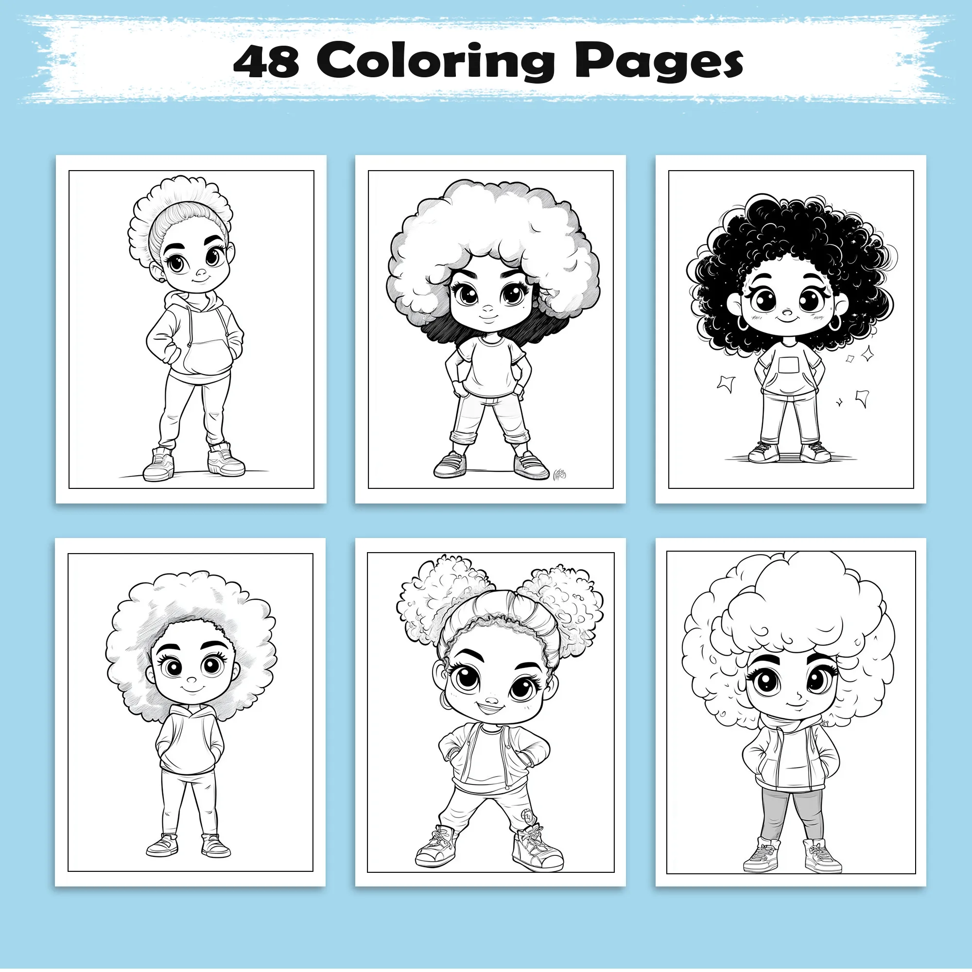 Bold & Braided Beauties – Black Girls Coloring Pages – 48 Pages – Empowering Hairstyles & Fashion – For Kids - image 3