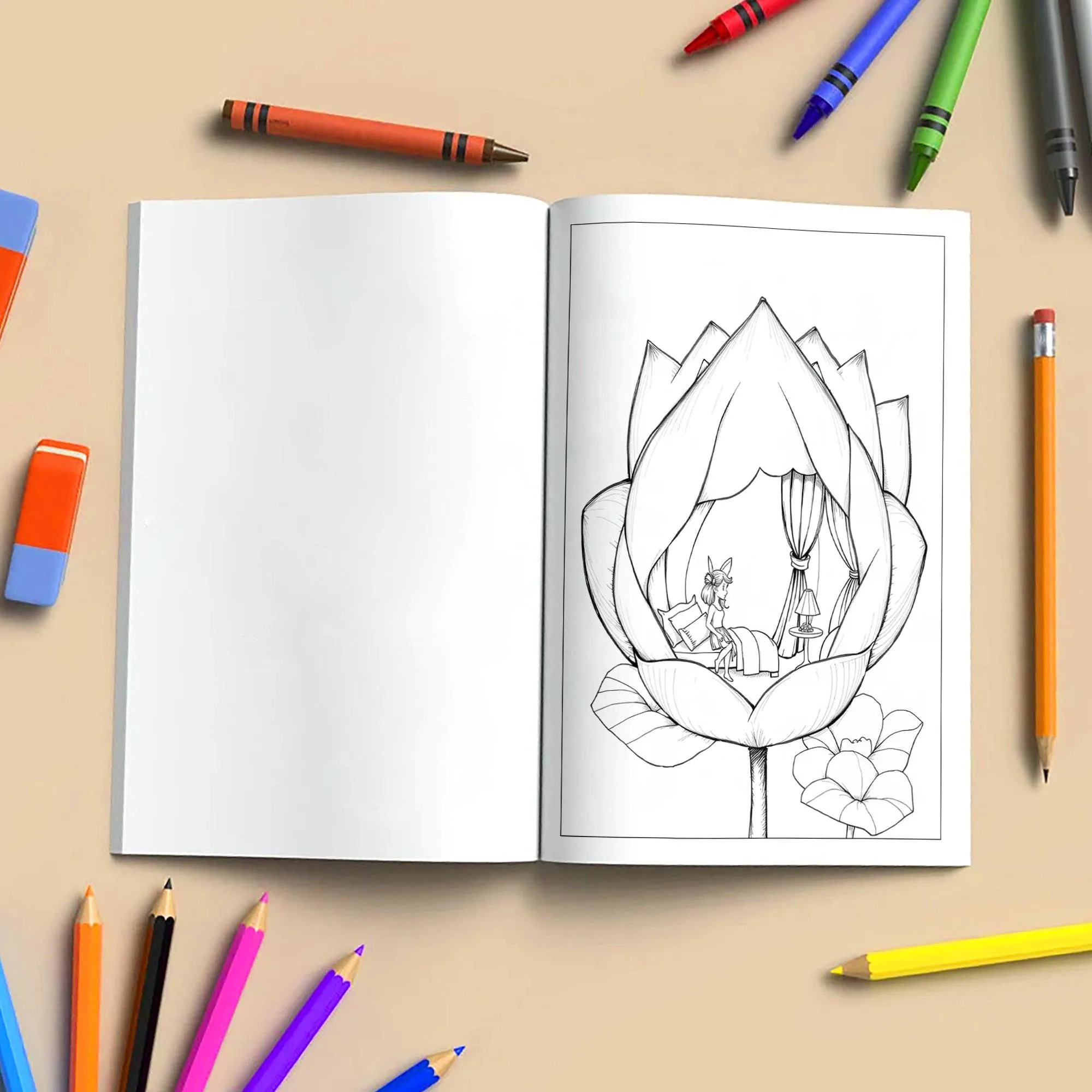 Fairies of the Lotus Bloom – Coloring Pages – 48 Magical Flower Scenes – For Kids and Adults - image 5