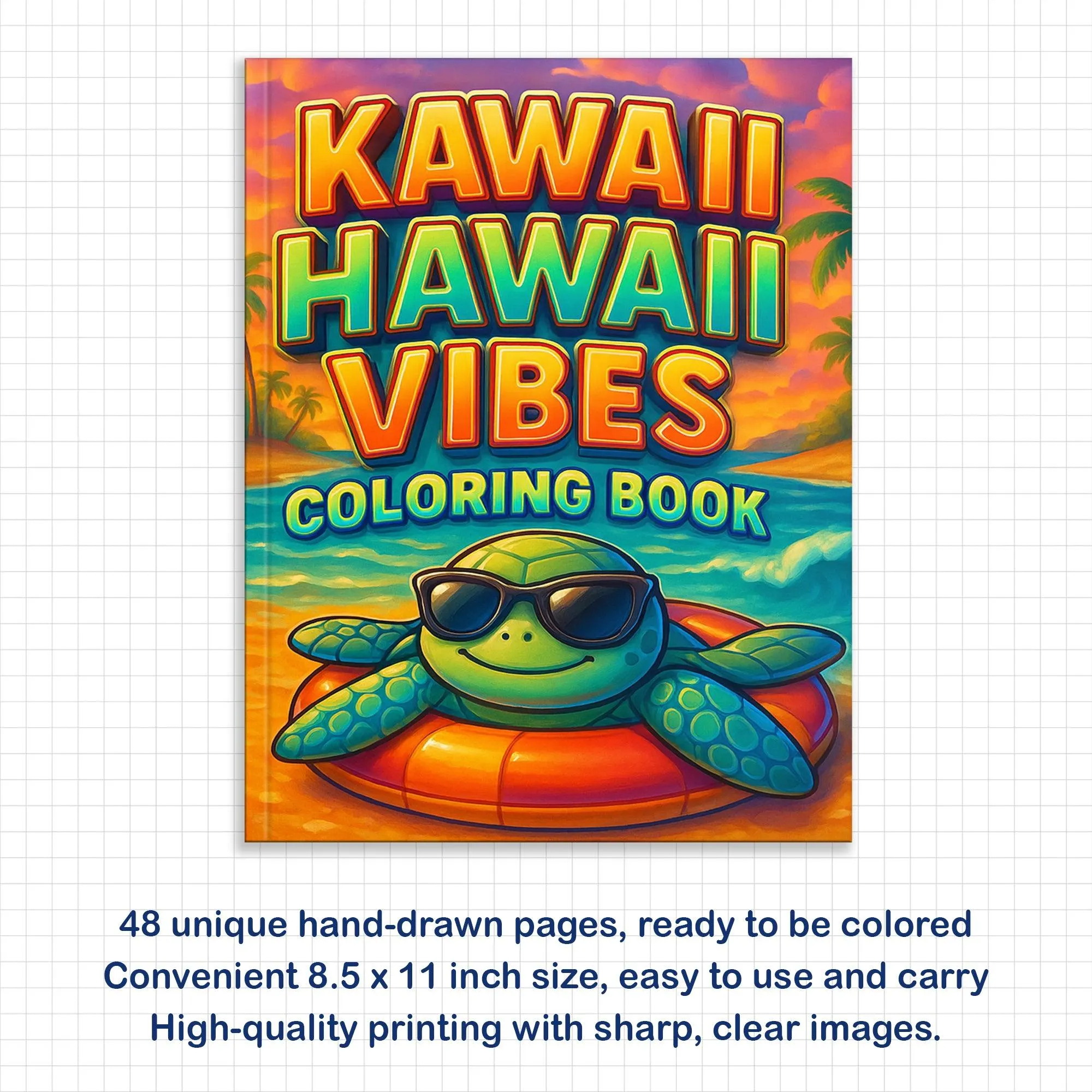 Kawaii Hawaii Vibes Coloring Pages – 48 Cute Summer and Beach Scenes for Kids - image 3