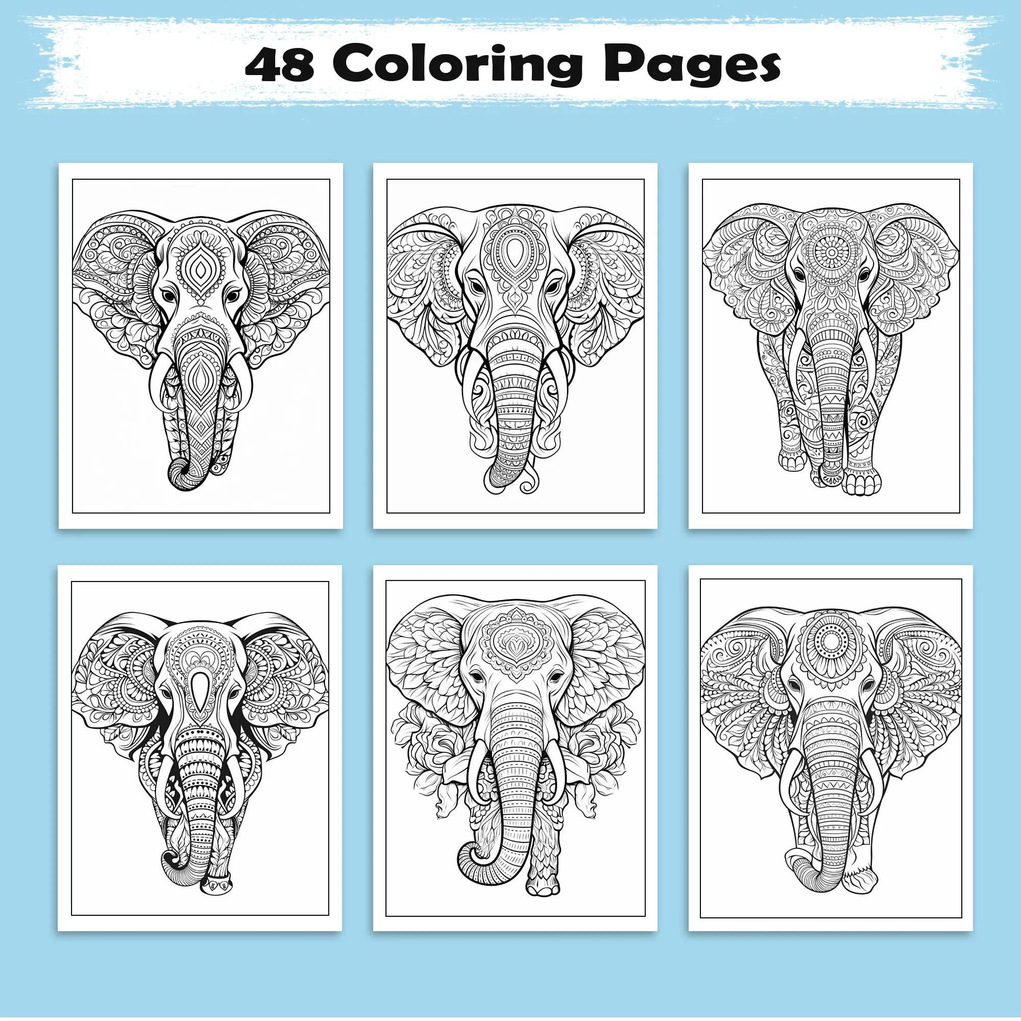 Majestic Elephants Mandala – Animal Coloring Pages – 48 Pages – Ornate Animal Designs, Bold Lines, Stress Relief – For Adults - image 3