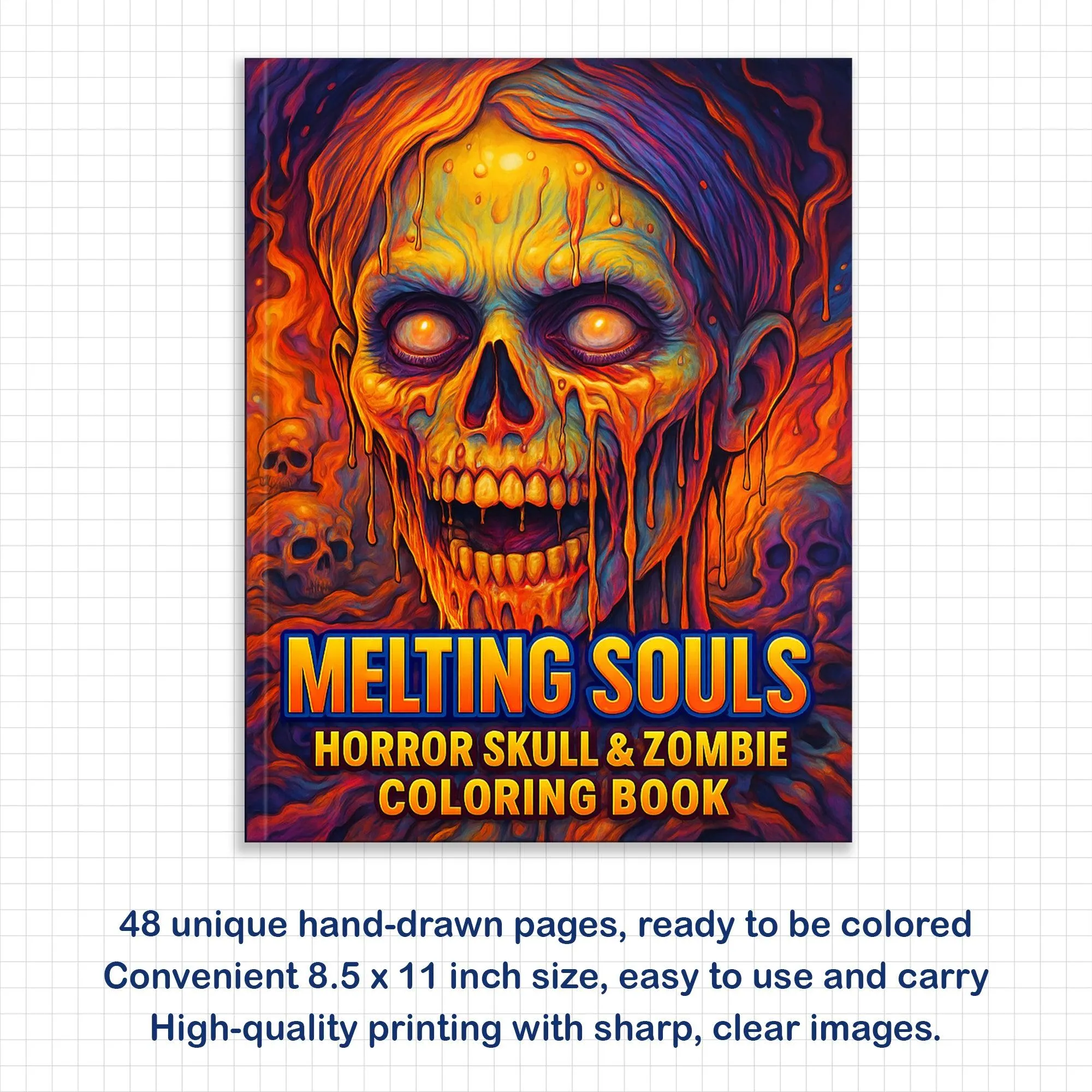 Melting Souls Coloring Pages – 48 Pages – Gothic Zombies, Skull Horror Art – For Adults - image 2