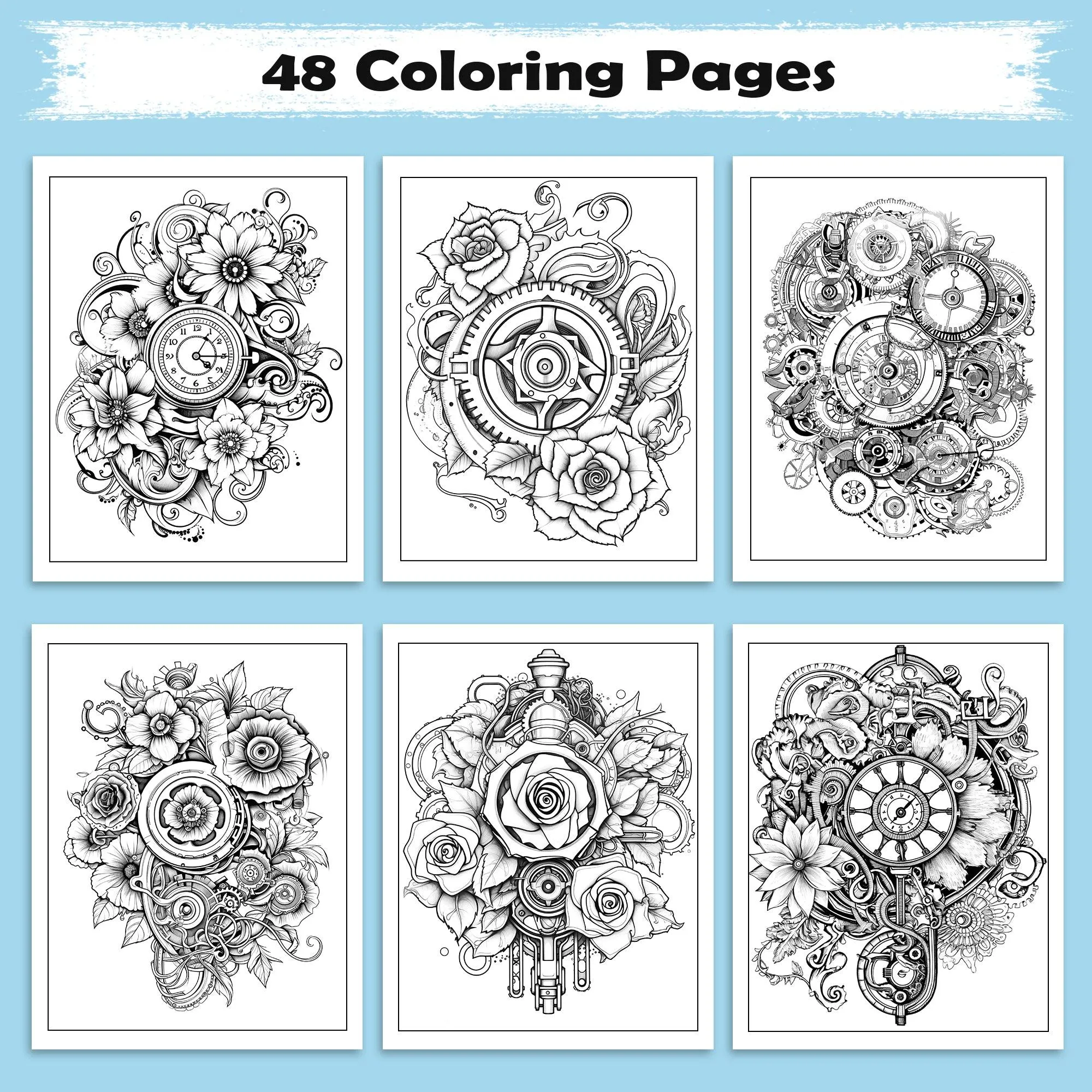 Gears of Time Coloring Pages – 48 Industrial-Themed Mandalas for Adults - image 2