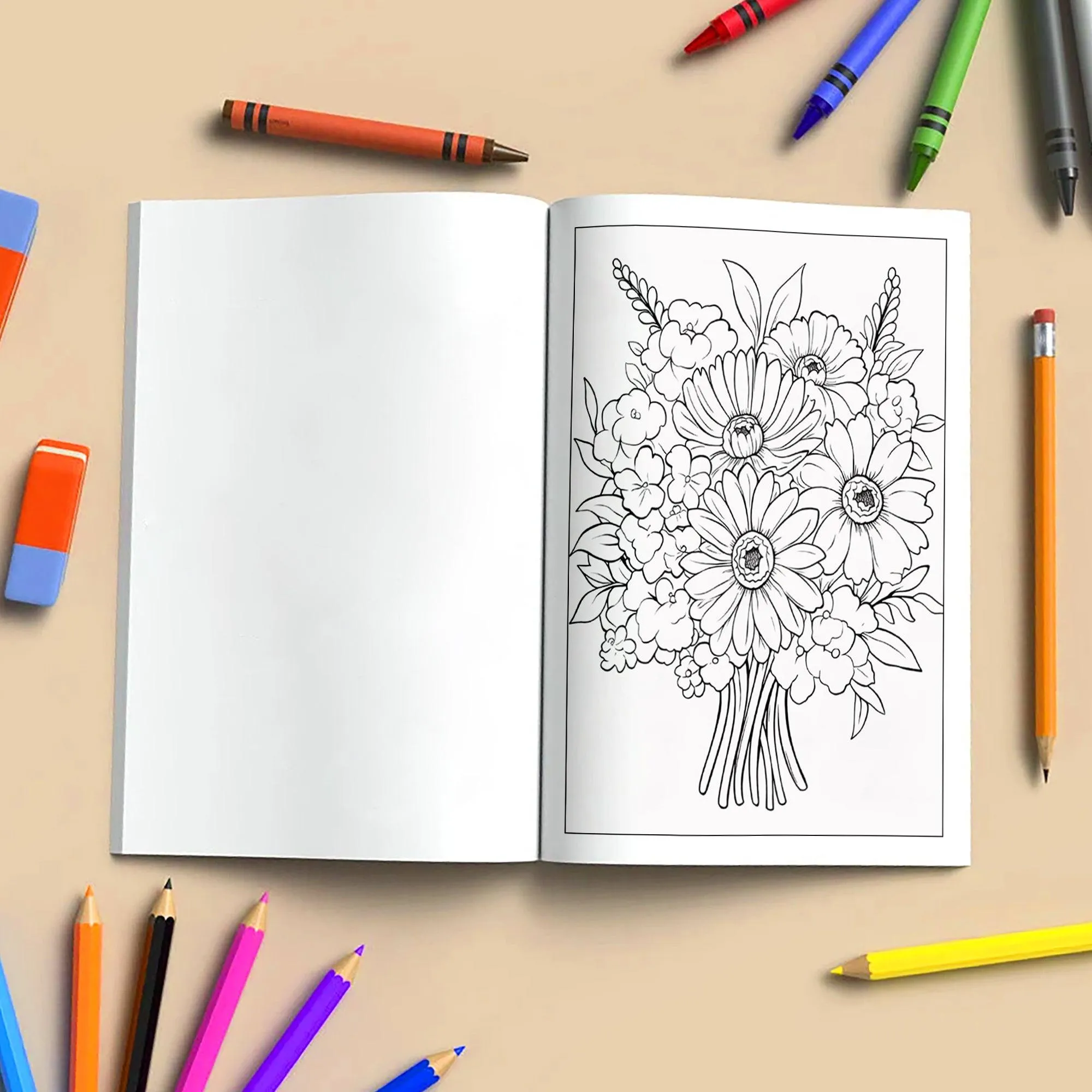 Charming Blooms Coloring Pages – 48 Pages – Flower Bunches, Leaves and Petals, Nature Art – For Adults - image 4