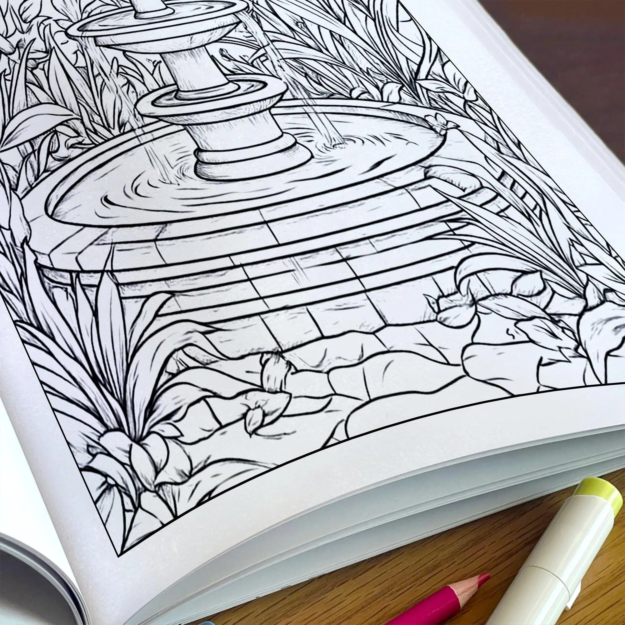 Secret Garden Fountain Coloring Pages – 48 Pages – Beautiful Garden, Fountains, and Floral Designs – For Adults - image 5