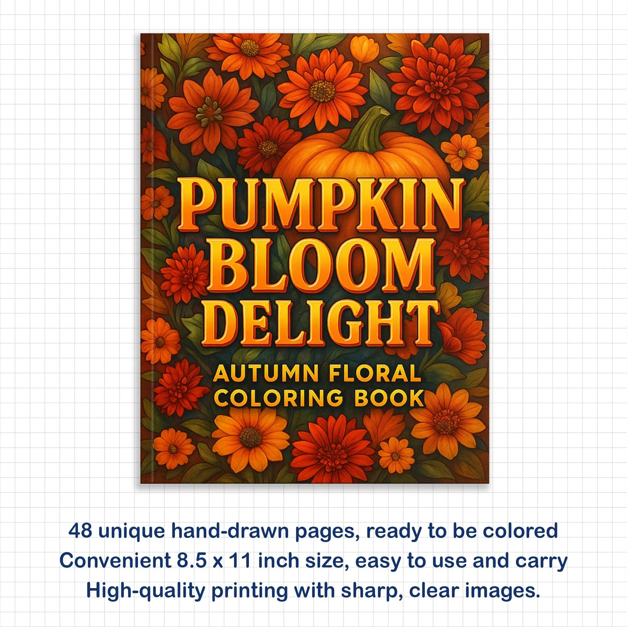 Pumpkin Bloom Delight Coloring Pages – 48 Pages – Pumpkins, Autumn Flowers, Harvest Garden Designs – For Adults - image 2
