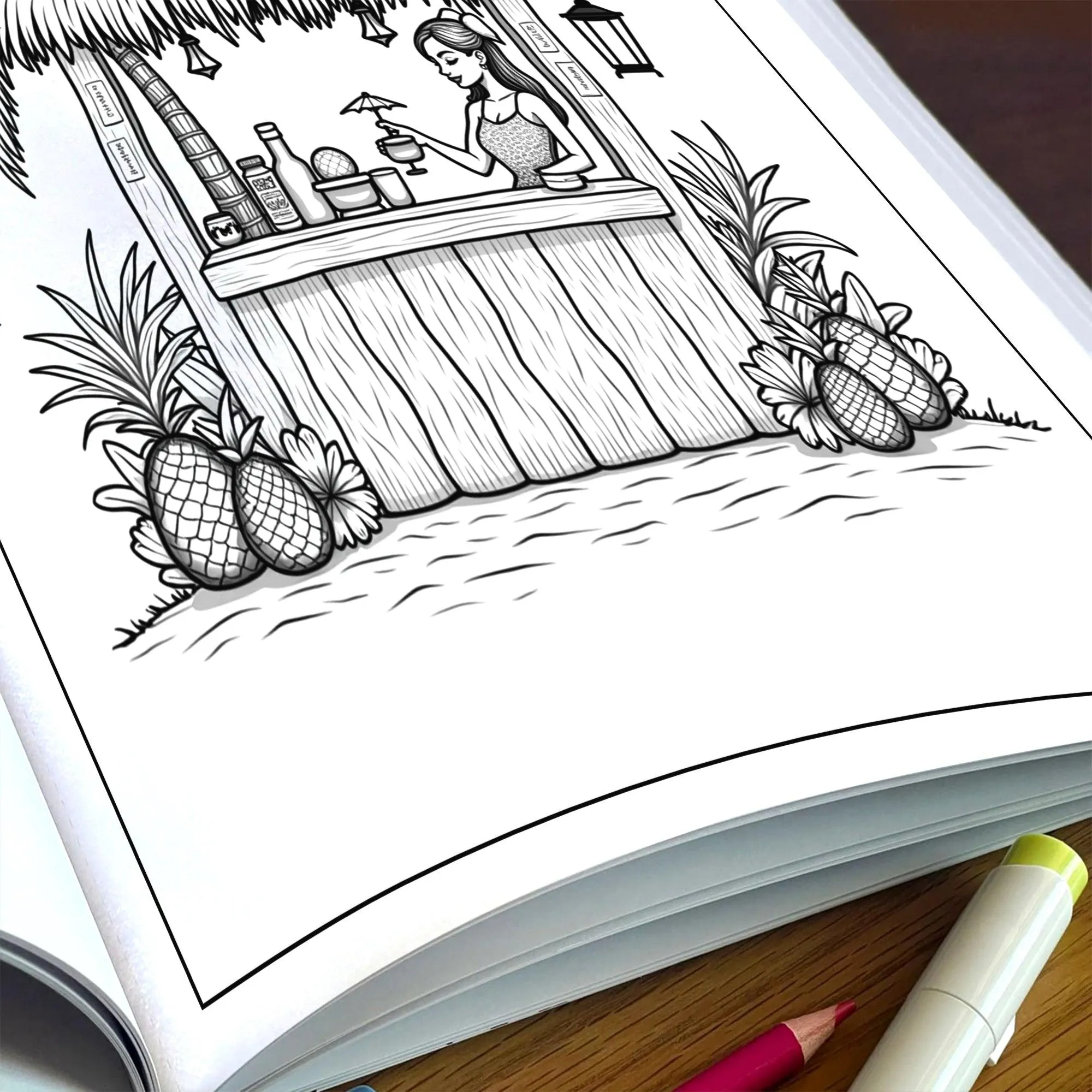 Happy Island Life in Hawaii Coloring Pages – 48 Cute Tropical Scenes with Dancing, Music & Tiki Fun - For Kids - image 6