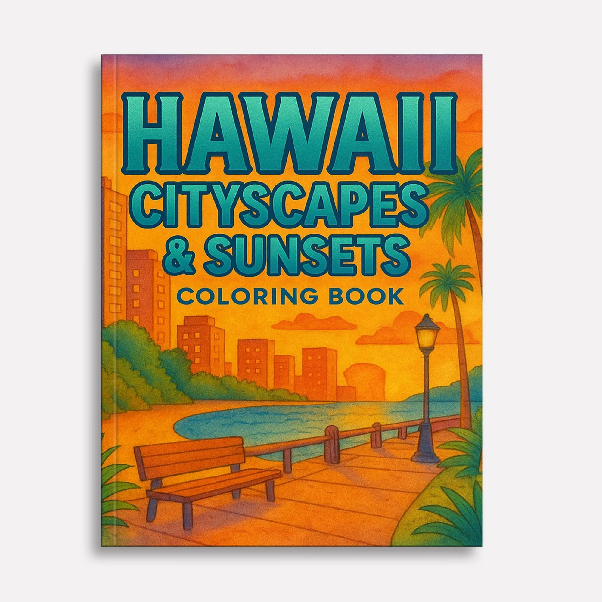 Hawaii Cityscapes & Sunsets – Hawaii Coloring Pages – 48 Pages – Tropical Urban Scenes, Sunset Views – For Adults - image 2
